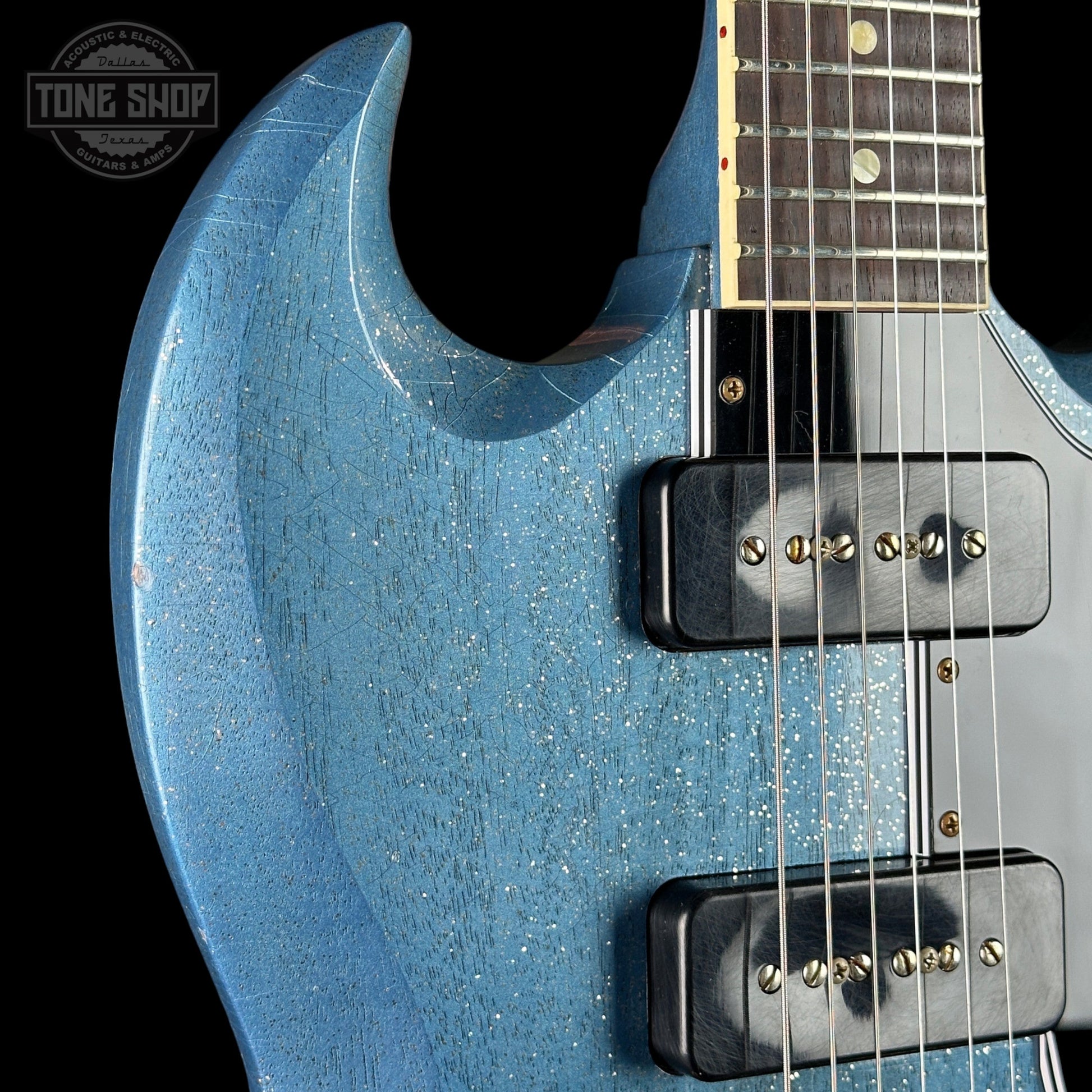 Gibson Custom 1963 SG Special TV Pelham Blue Sparkle Light Aged w/case 501123