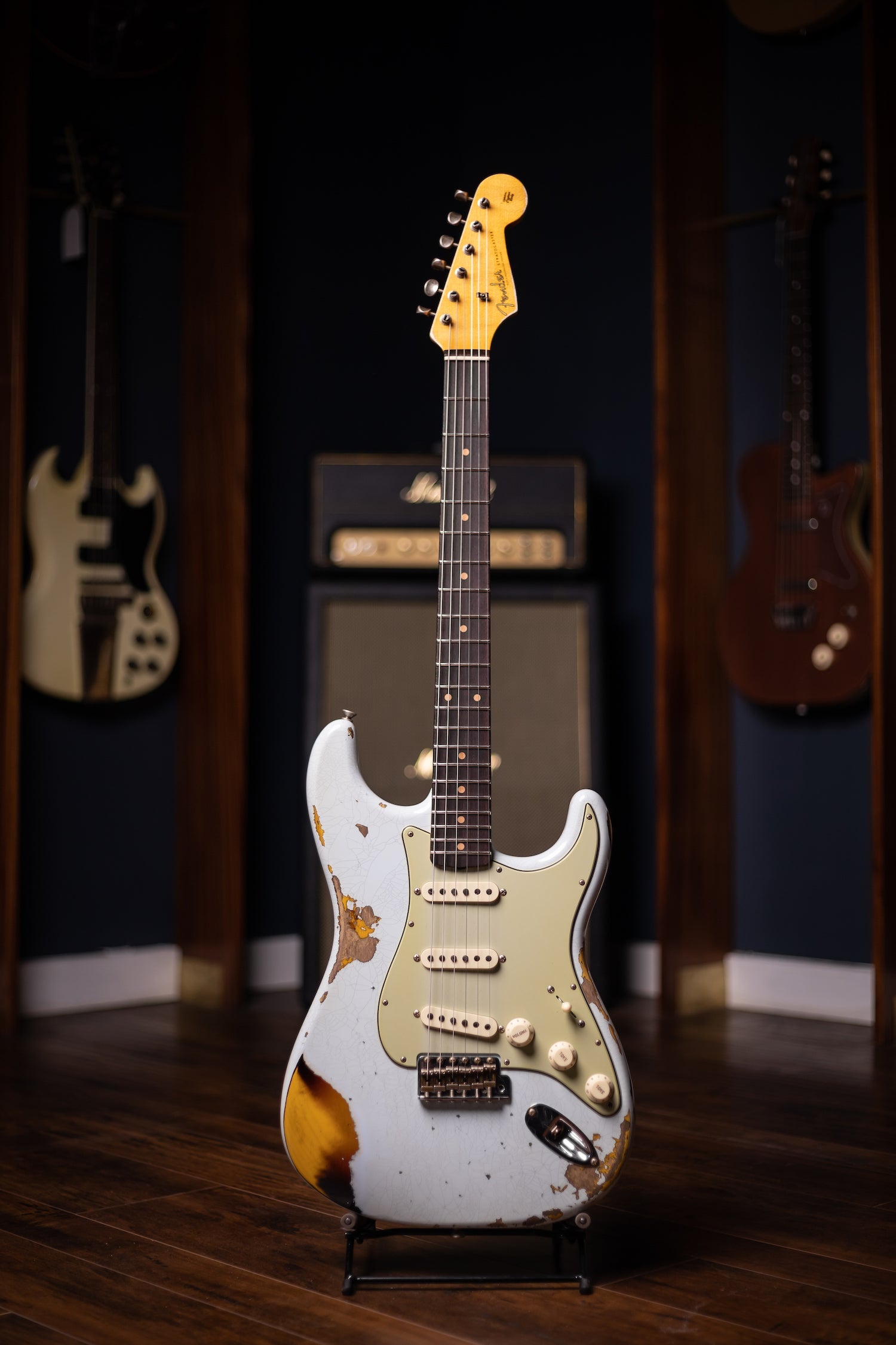 Fender Custom Shop '61 Stratocaster Heavy Relic Electric Guitar - Super Faded Aged Sonic Blue over 3-Color Sunburst
