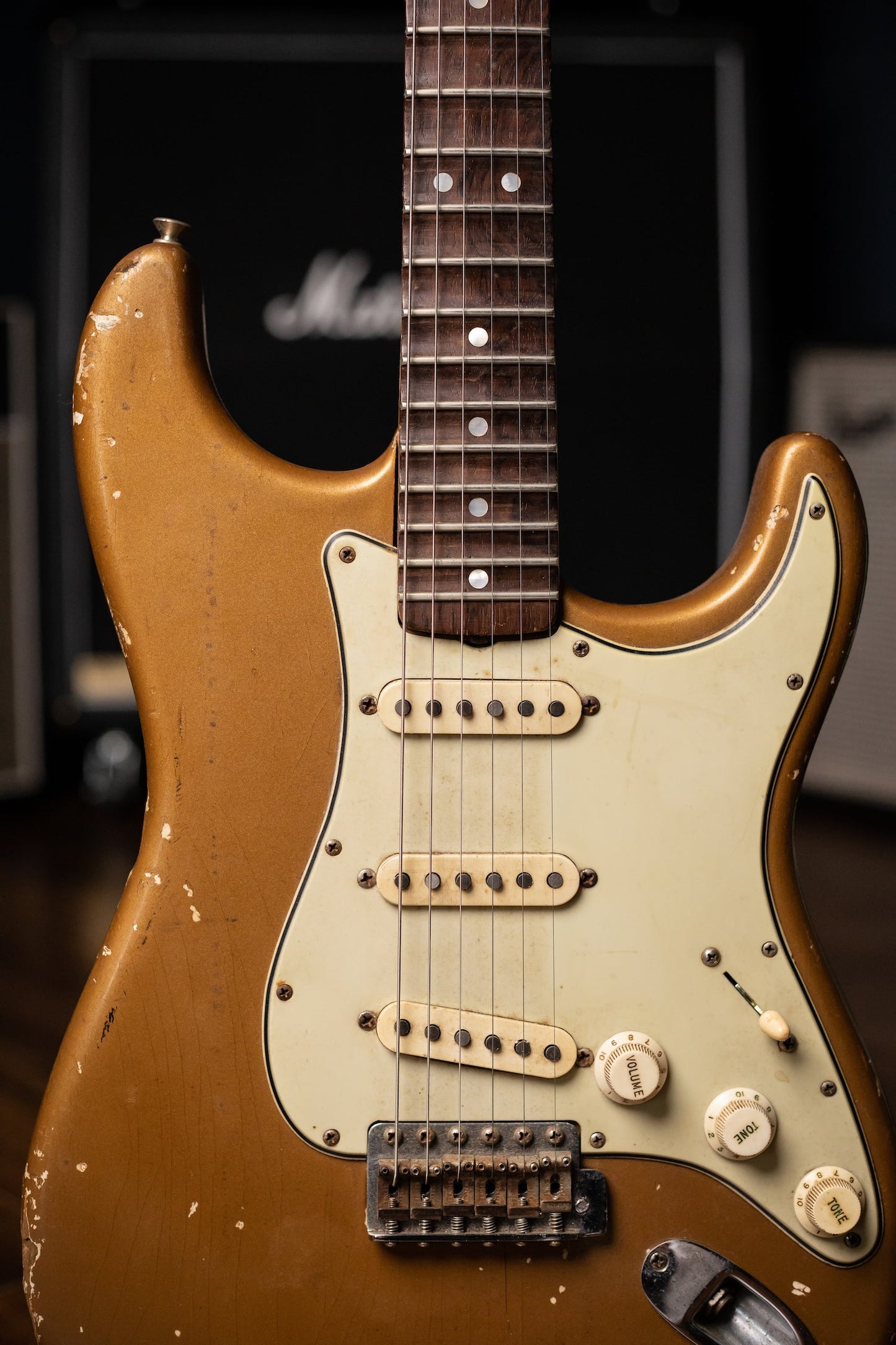 1963 Fender Stratocaster Electric Guitar - Shoreline Gold, Yngwie Malmsteen Collection