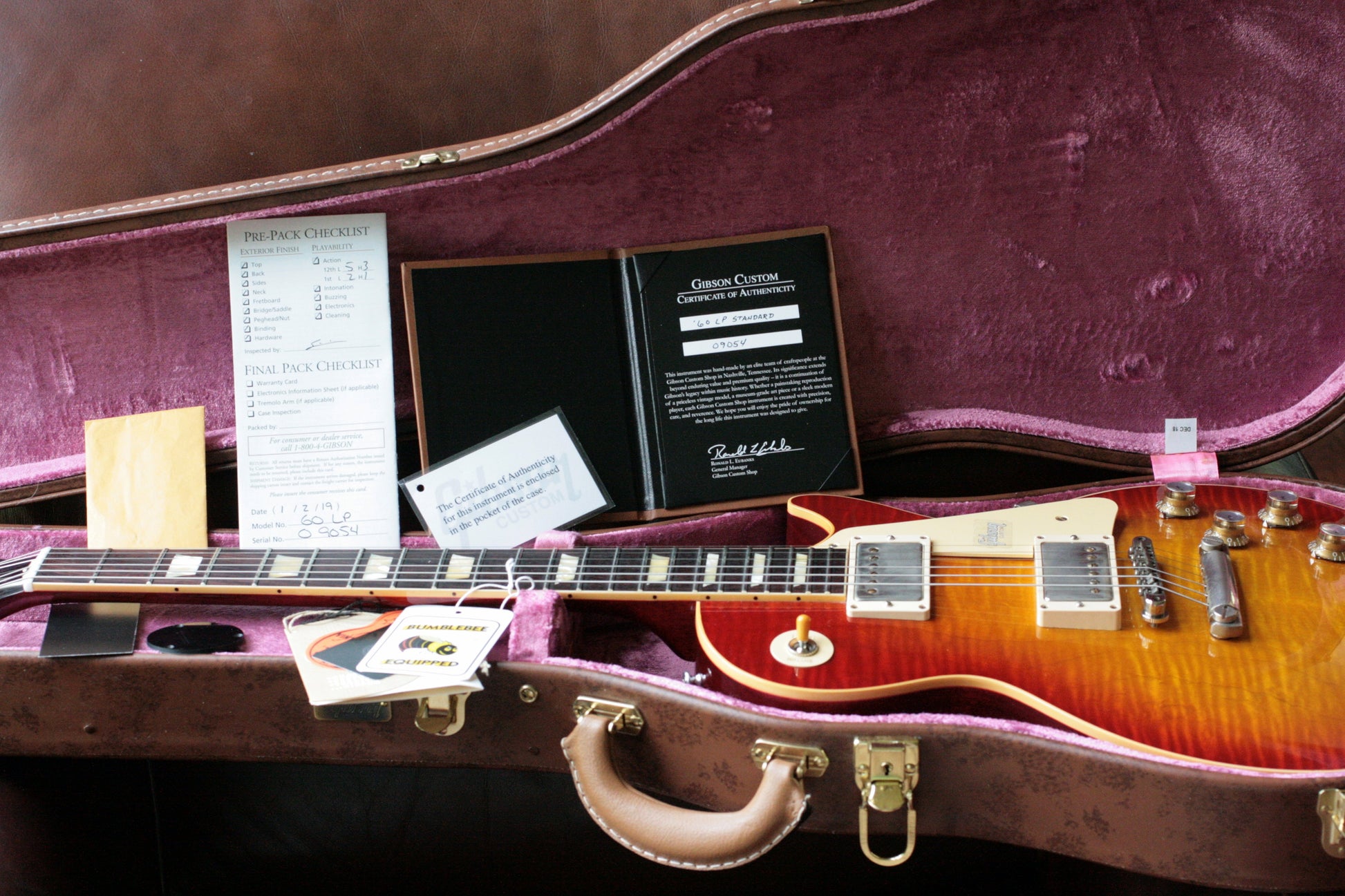 2019 Gibson 1960 Les Paul Historic '60 Reissue R0 Custom Shop Washed Cherry Sunburst