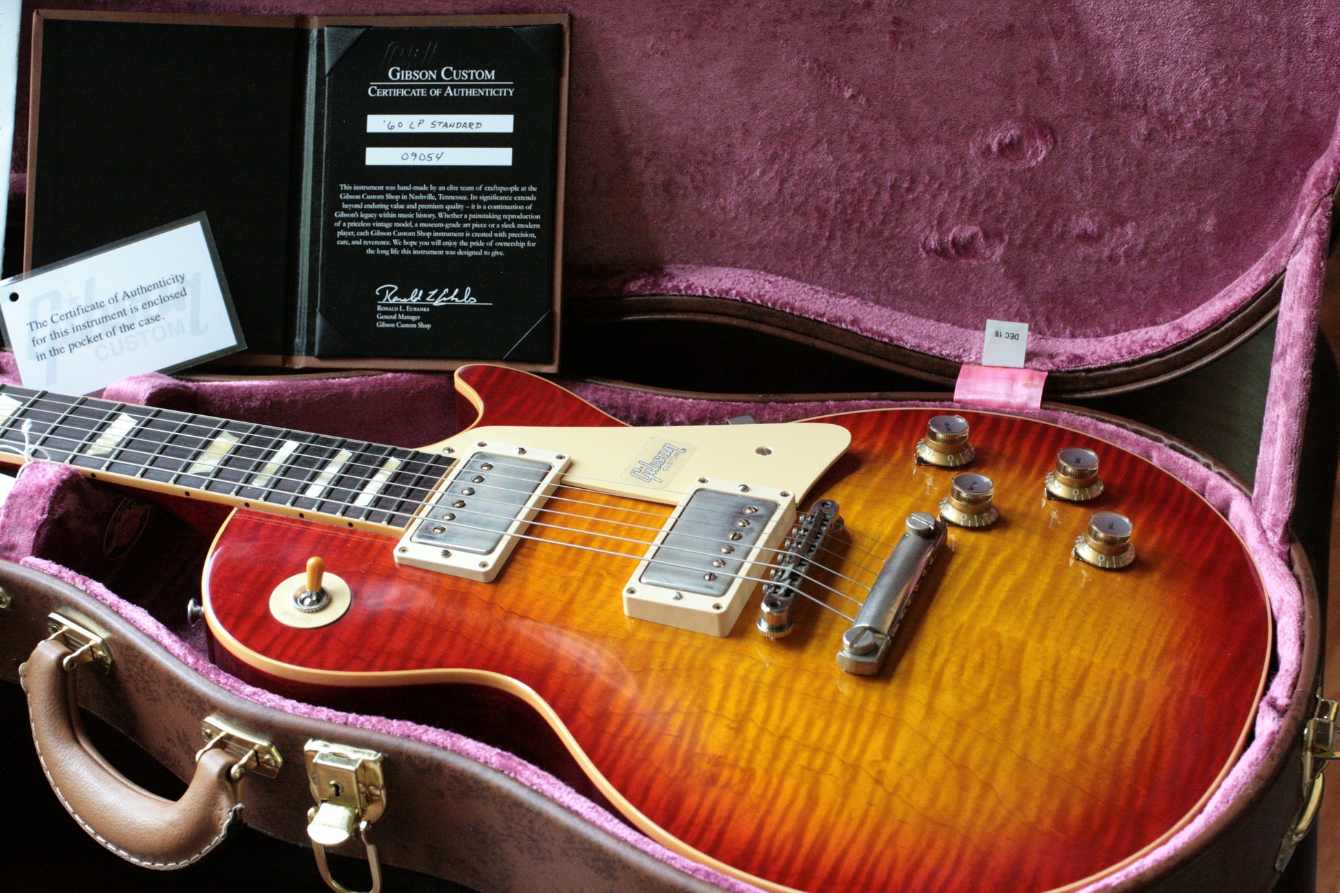 2019 Gibson 1960 Les Paul Historic '60 Reissue R0 Custom Shop Washed Cherry Sunburst