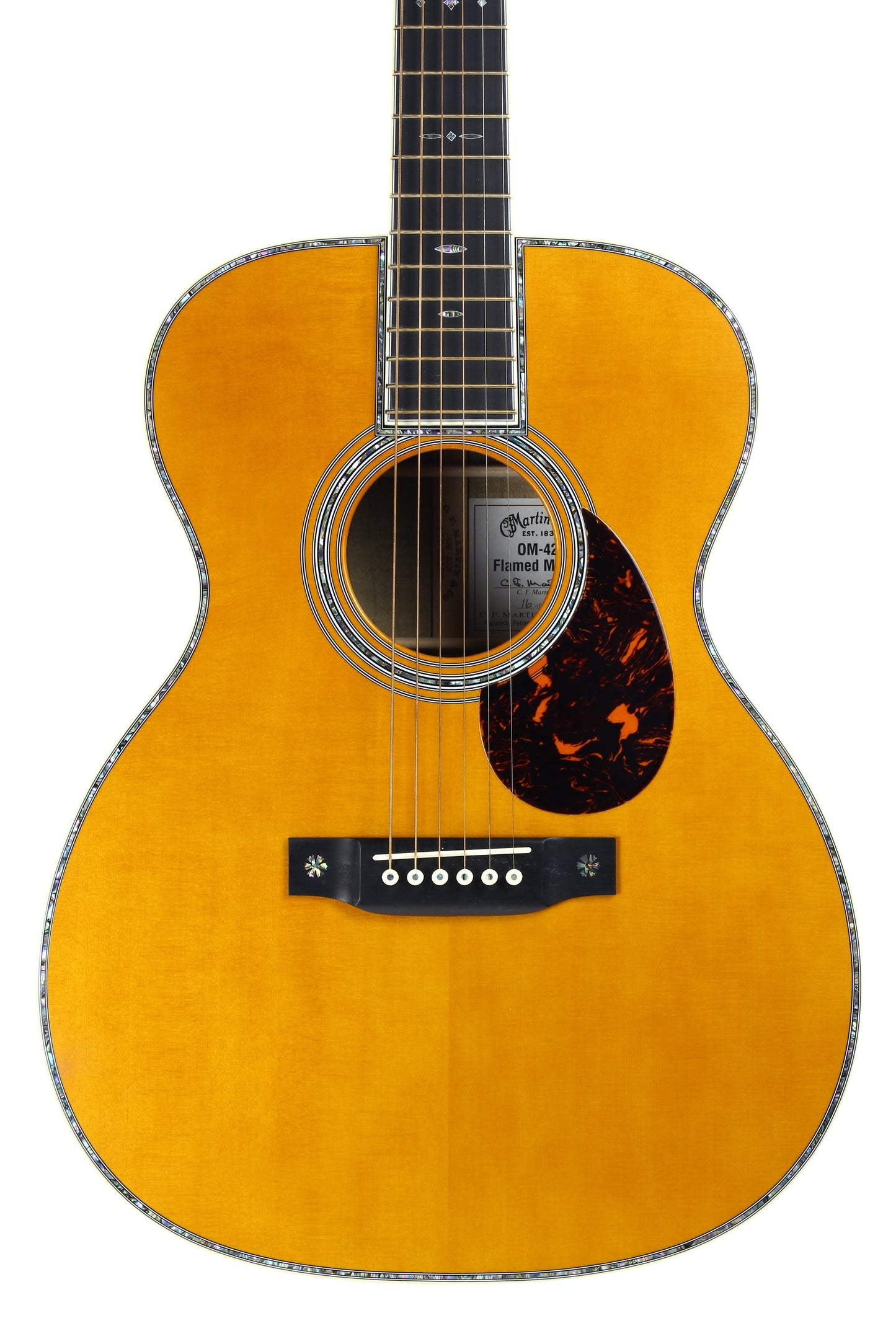 2008 Martin Limited Edition OM-42 Flamed Myrtle - 1 of 24, Engraved Tuners, Aged Toner