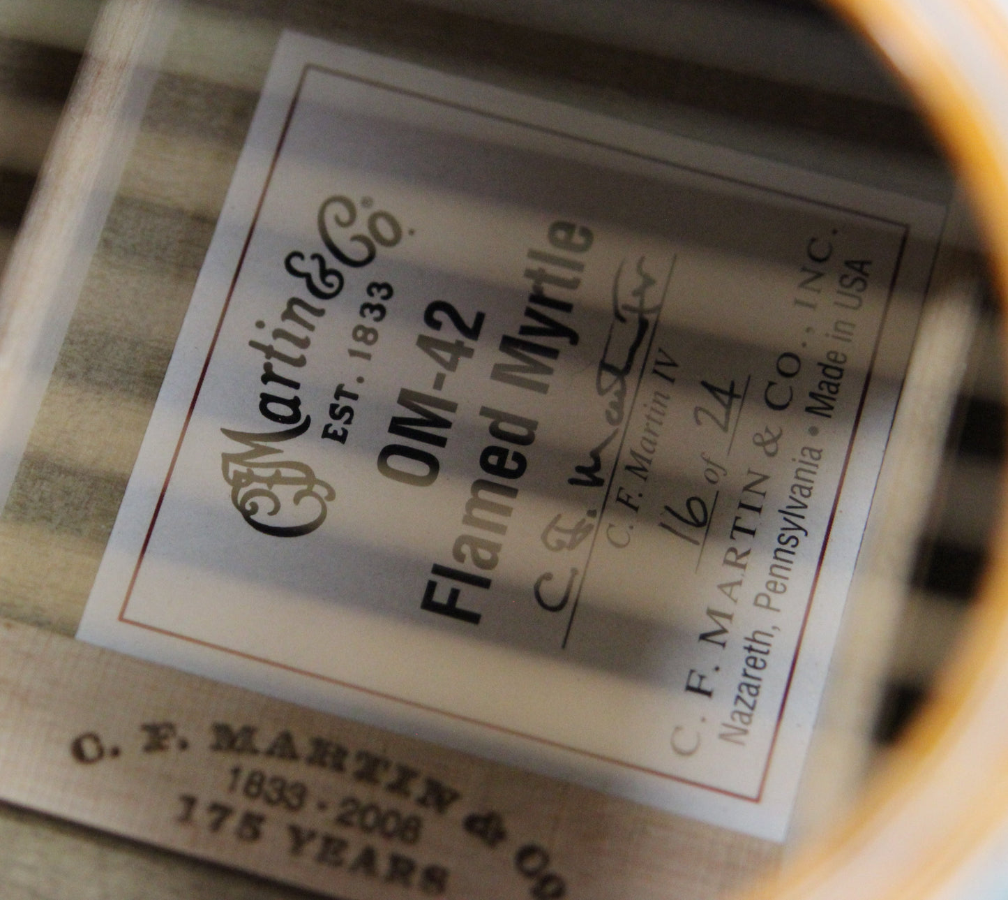 2008 Martin Limited Edition OM-42 Flamed Myrtle - 1 of 24, Engraved Tuners, Aged Toner