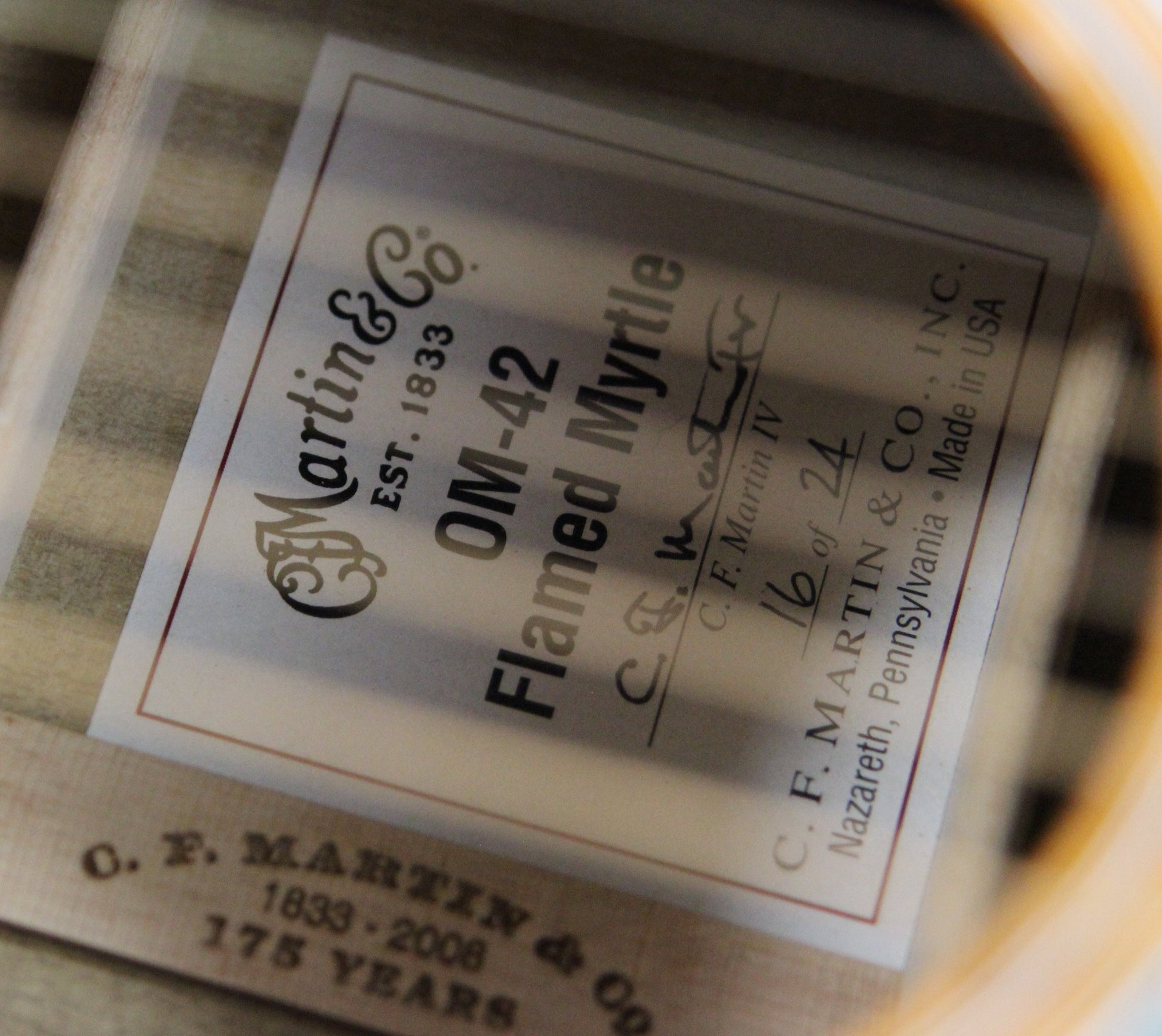 2008 Martin Limited Edition OM-42 Flamed Myrtle - 1 of 24, Engraved Tuners, Aged Toner