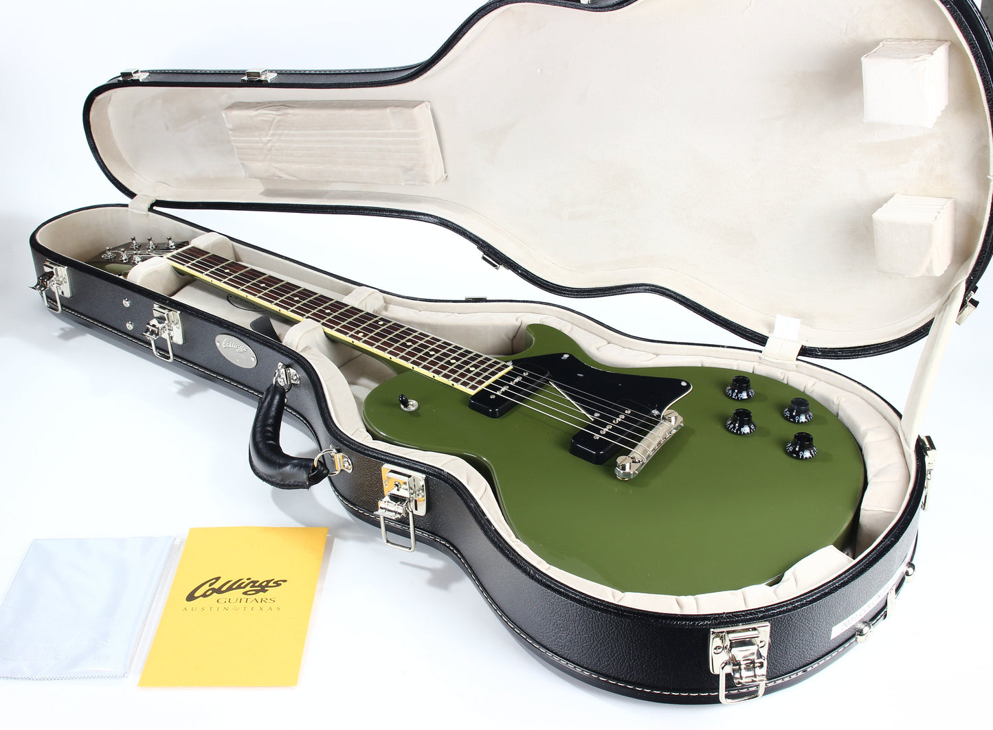 2022 Collings 290 Olive Drab Full Body -- Throbaks P90 52/54, Single Cut SC, Wraparound Bridge!