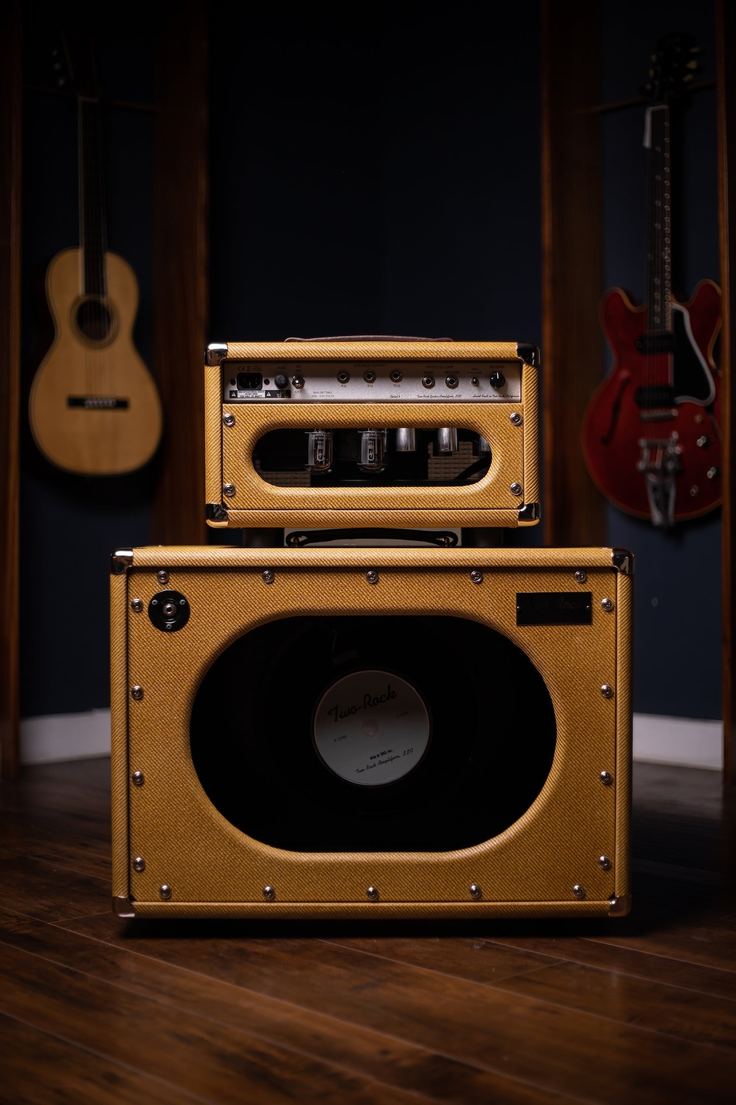PRE-ORDER | Two-Rock Studio Signature 35 Watt Tube Head and 12-65B 1x12 Extension Cabinet - Lacquered Tweed, Silver Chassis, Fender Style Oxblood Gold Stripe Grill, Black Knobs, Burgandy Pipping