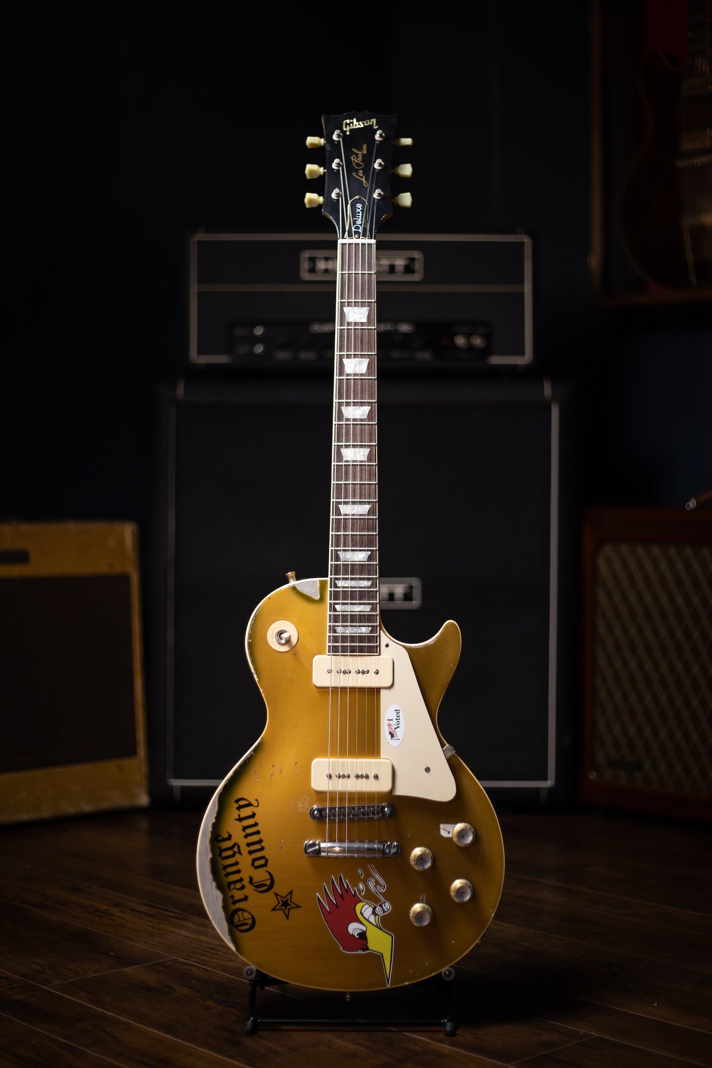 Gibson Custom Shop 76 Les Paul Deluxe Mike Ness Gold Top Murphy Lab Replica Electric Guitar - Double Gold