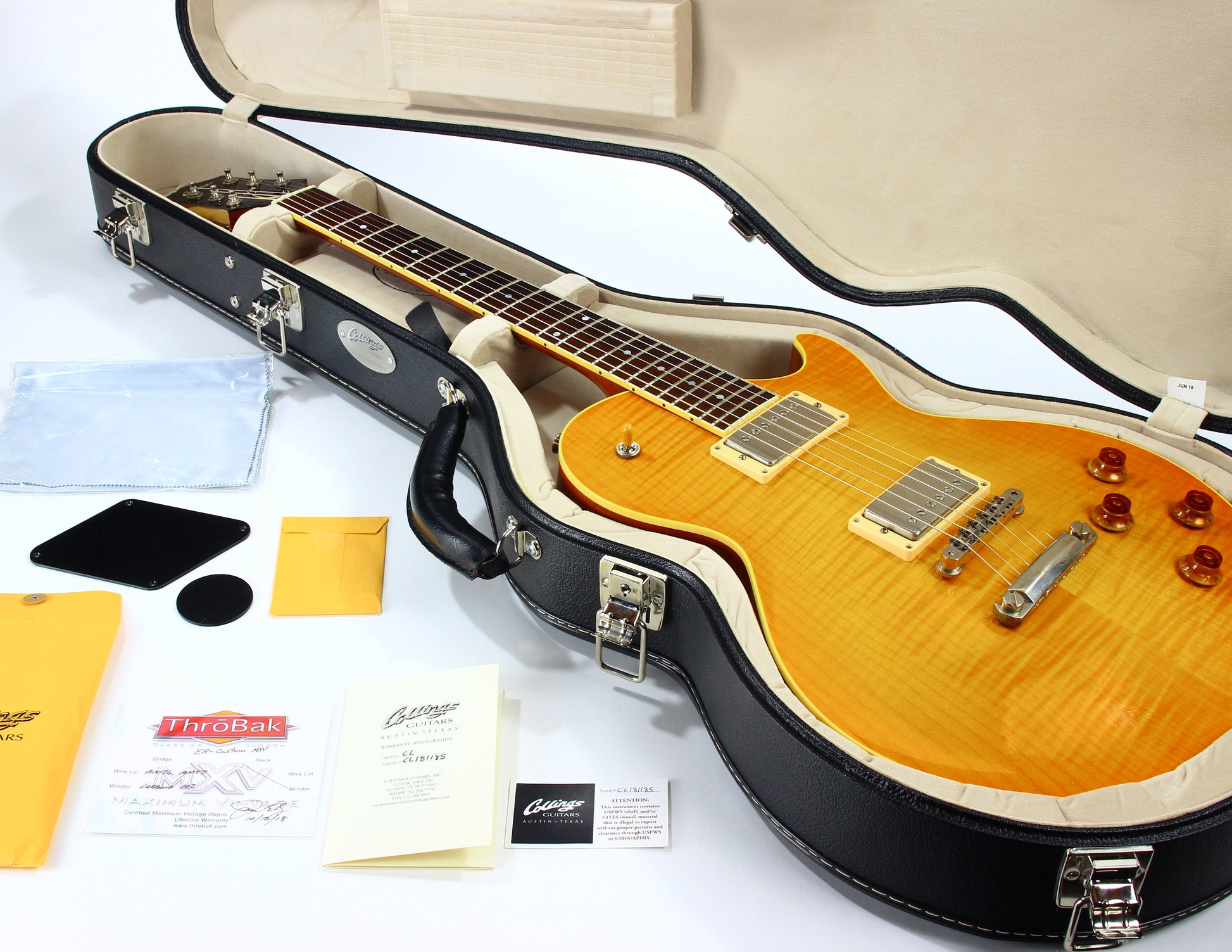 2018 Collings City Limits AGED CL Lemon Burst -- Throbaks ER Custom MXV, Sunburst, Ameritage Case