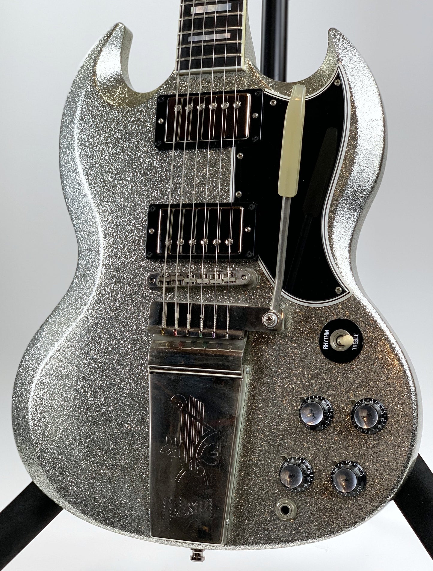 2007 Gibson Custom Shop SPARKLE Silver SG Les Paul Custom w Maestro