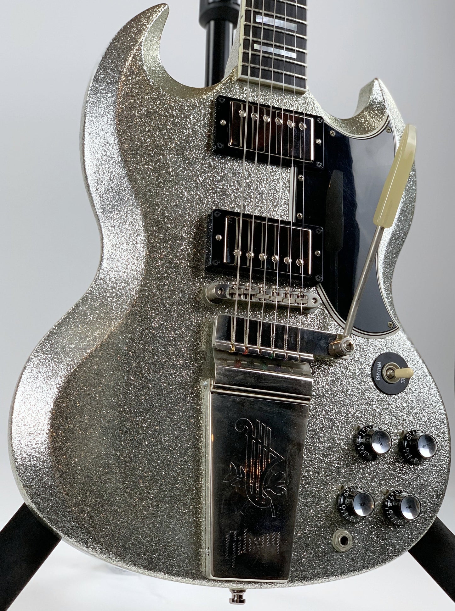 2007 Gibson Custom Shop SPARKLE Silver SG Les Paul Custom w Maestro
