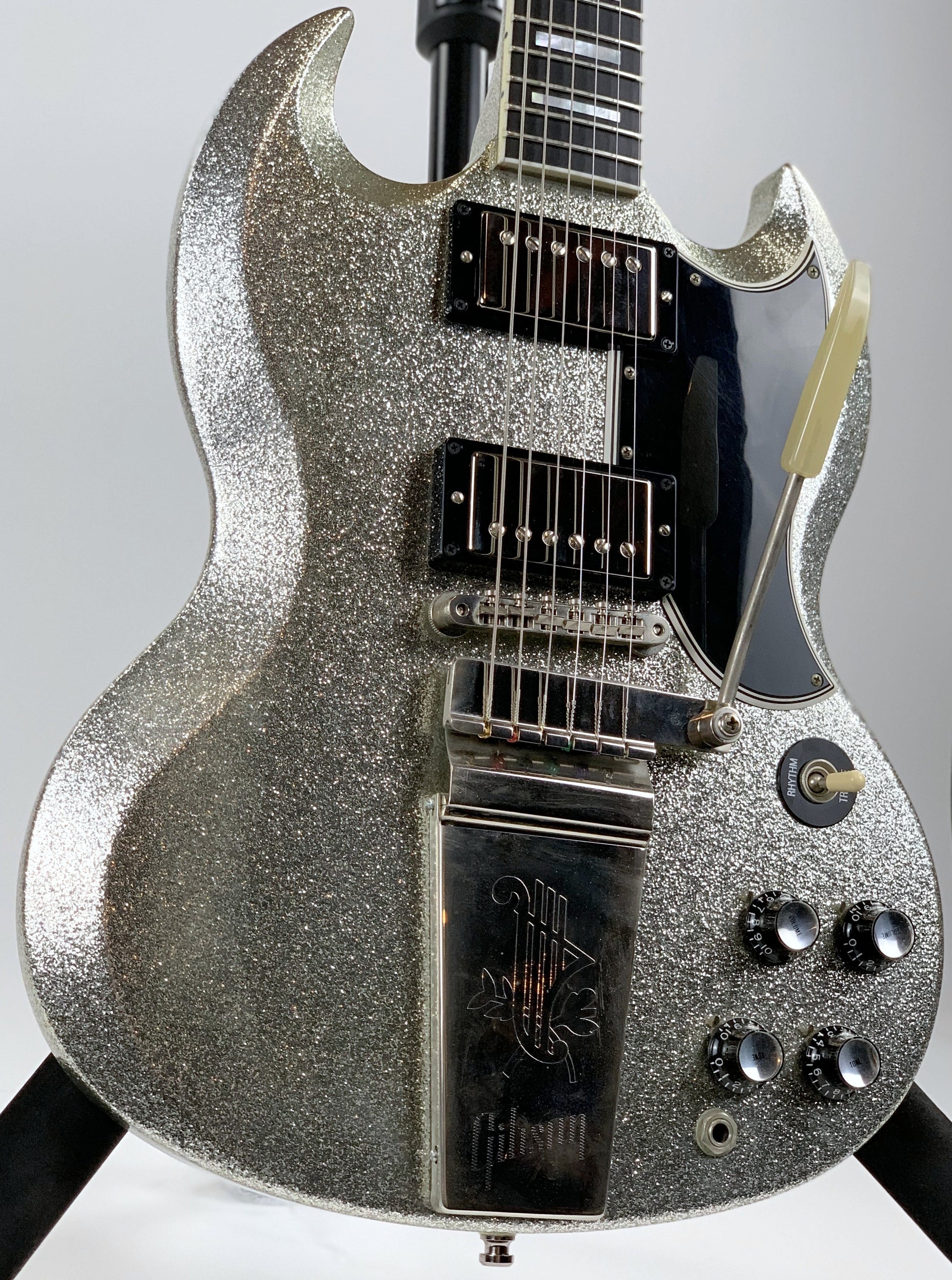 2007 Gibson Custom Shop SPARKLE Silver SG Les Paul Custom w Maestro