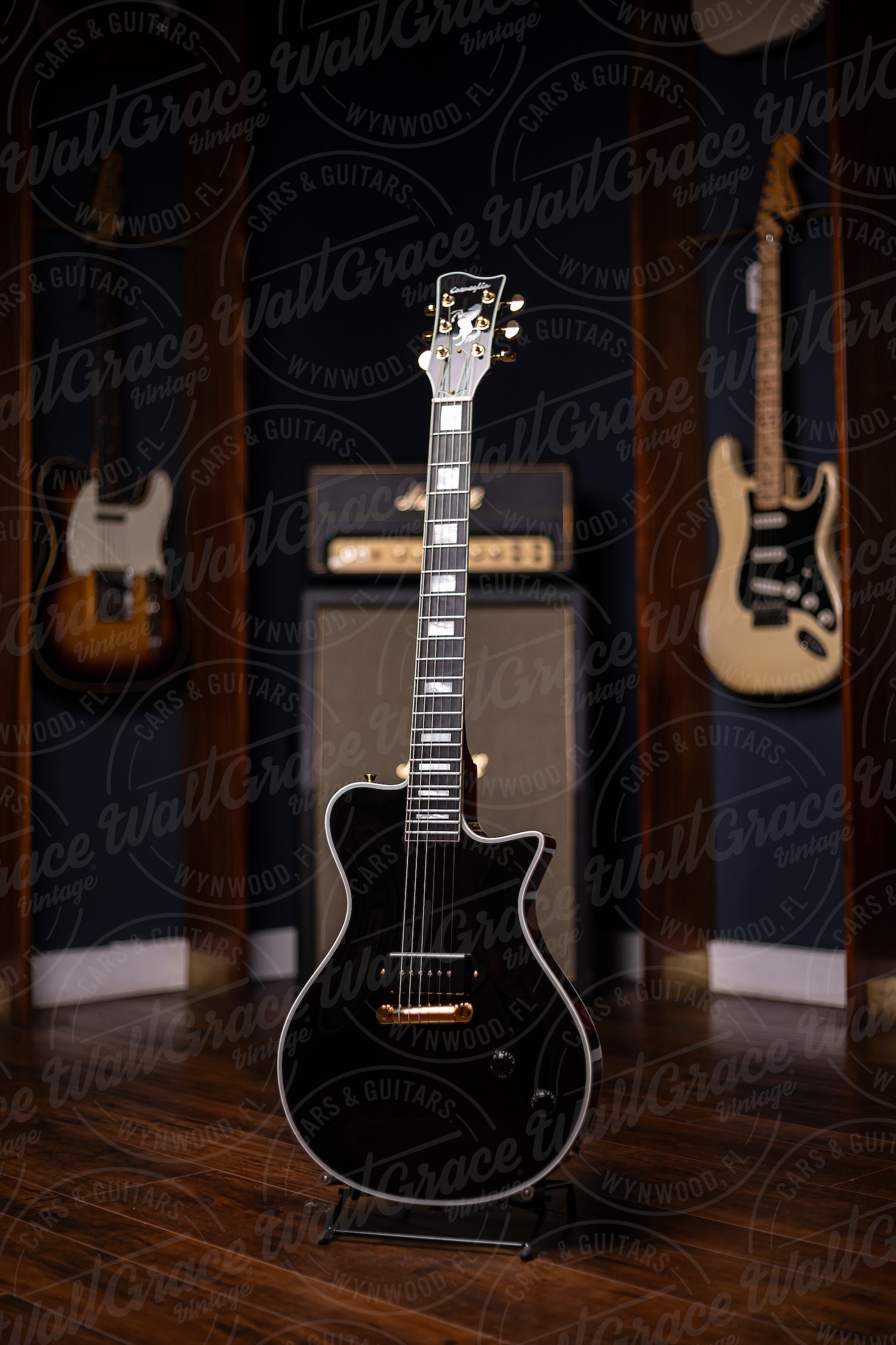 Carneglia Custom Shop Stallion Custom P-90 Electric Guitar - Ebony