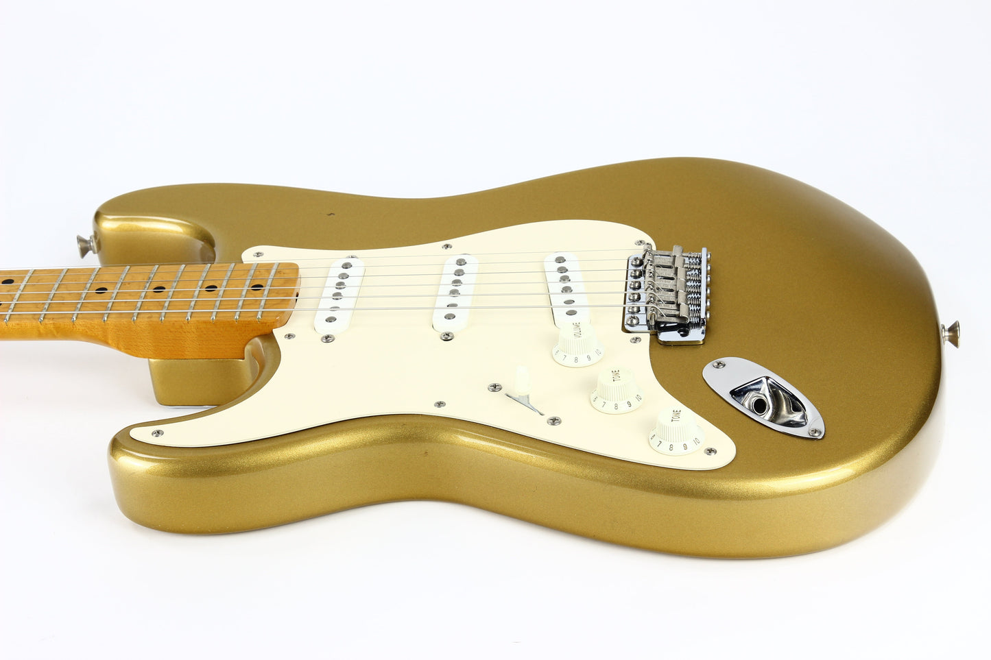1991 Fender Custom Shop MASTERBUILT JW Black 1950's Stratocaster Reissue Electric Guitar | Aztec Gold, Lefty Strung Righty! j w