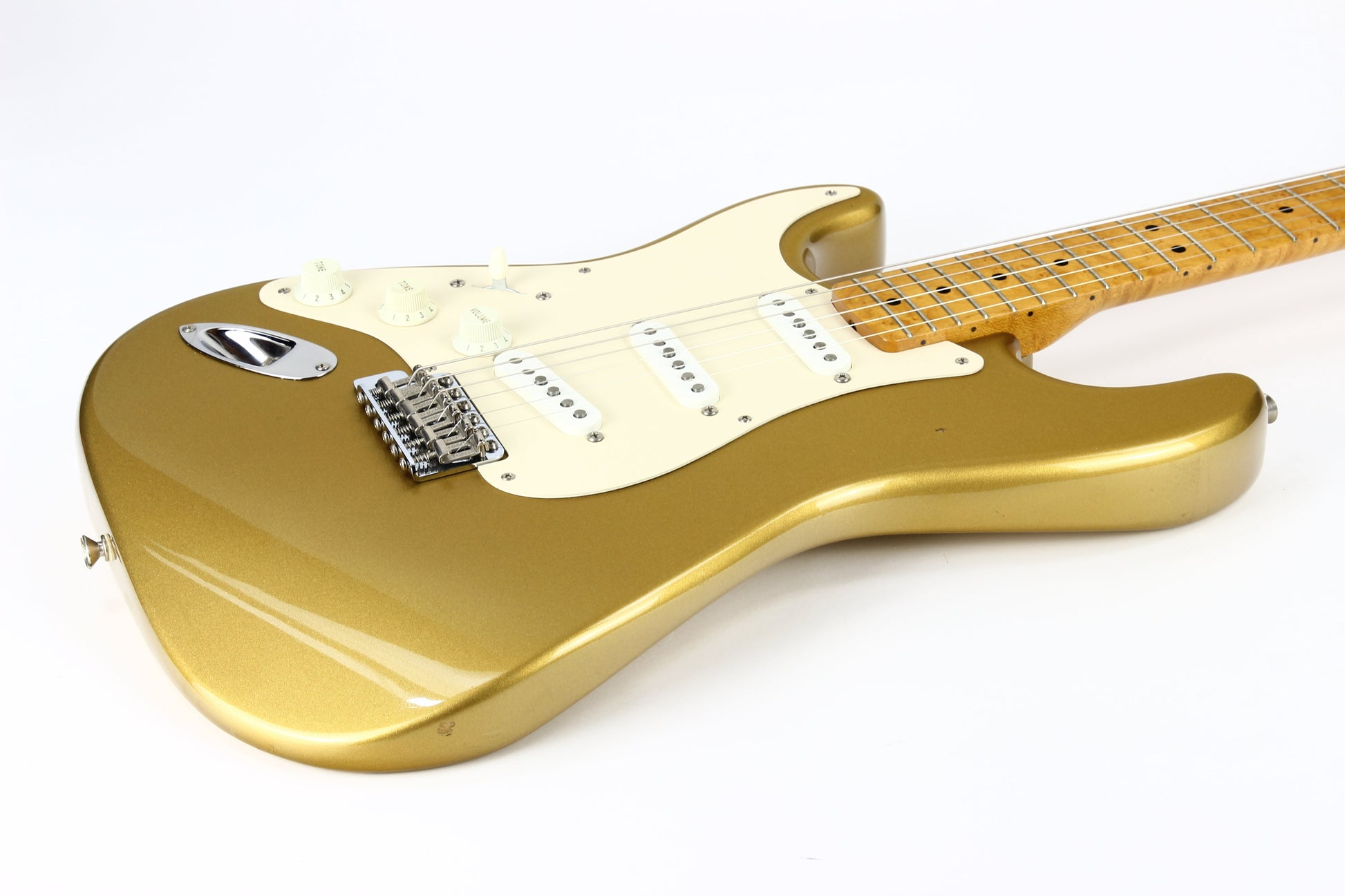 1991 Fender Custom Shop MASTERBUILT JW Black 1950's Stratocaster Reissue Electric Guitar | Aztec Gold, Lefty Strung Righty! j w
