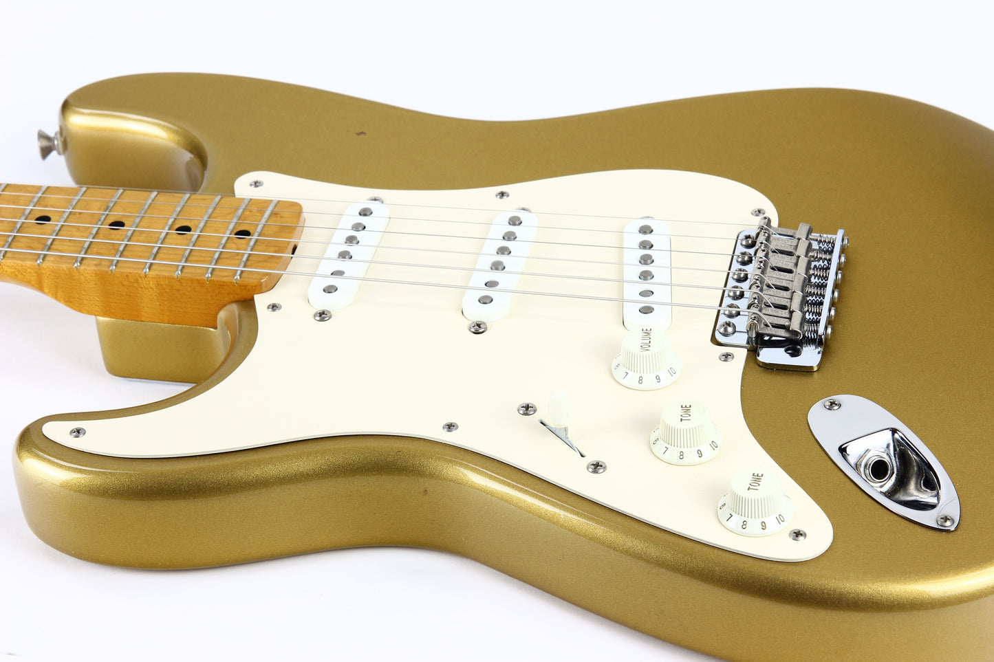 1991 Fender Custom Shop MASTERBUILT JW Black 1950's Stratocaster Reissue Electric Guitar | Aztec Gold, Lefty Strung Righty! j w