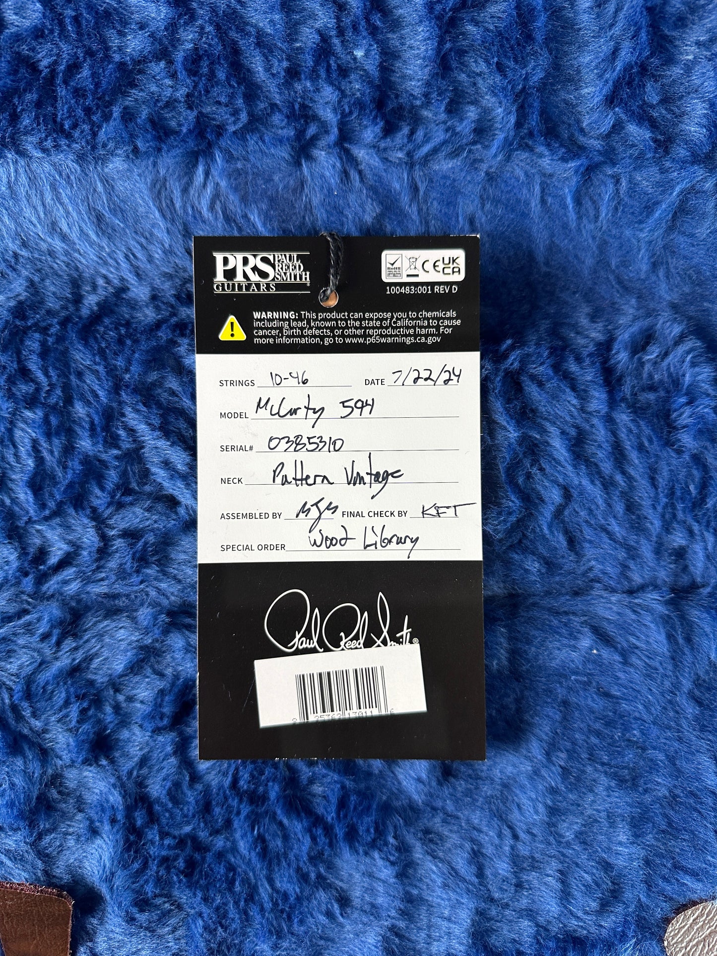 PRS Wood Library McCarty 594 10-top Quilt Livingston Lemondrop w/case
