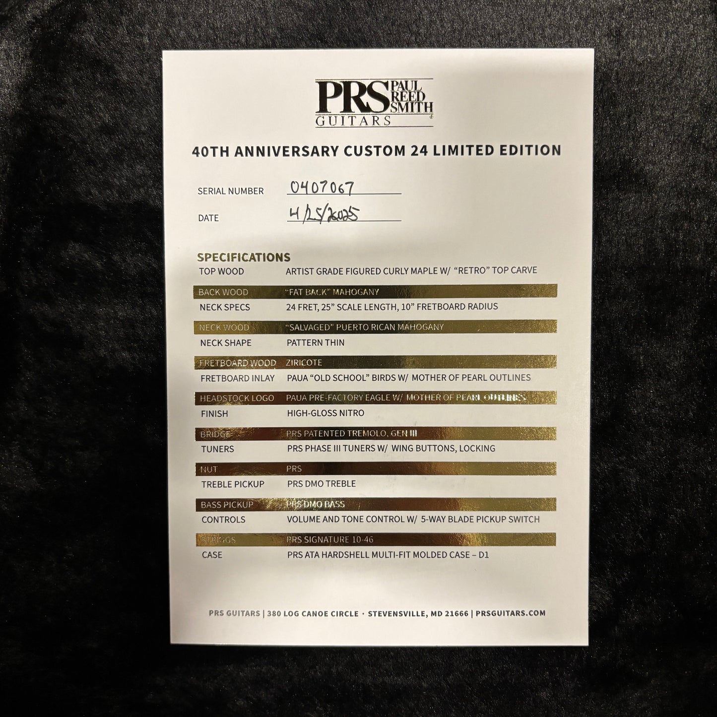 Paul Reed Smith 40th Anniversary Custom 24 Limited Edition - Tiger Eye