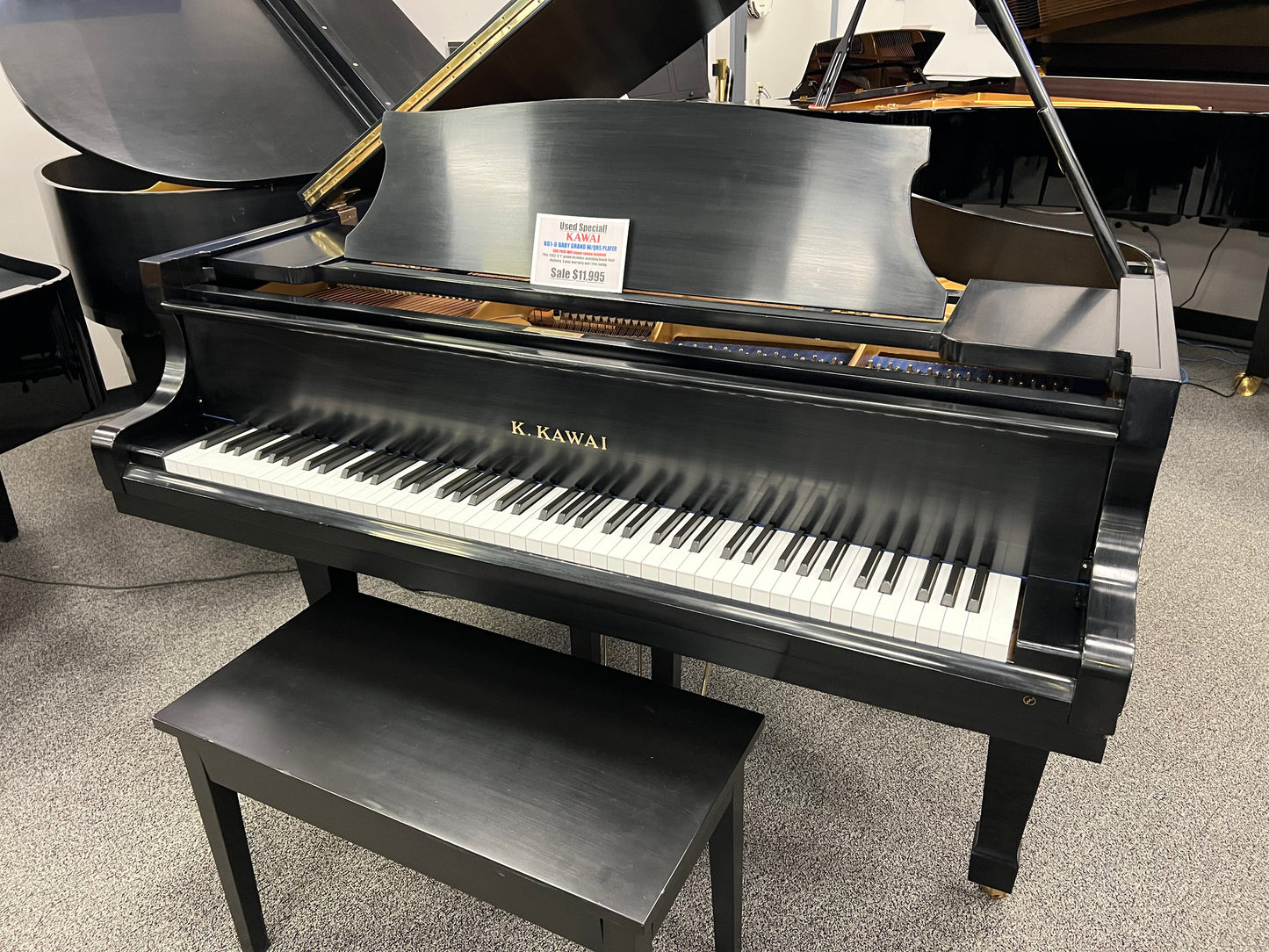 Used Kawai KG1D Baby Grand W/QRS PNO3 WIFI Player system.