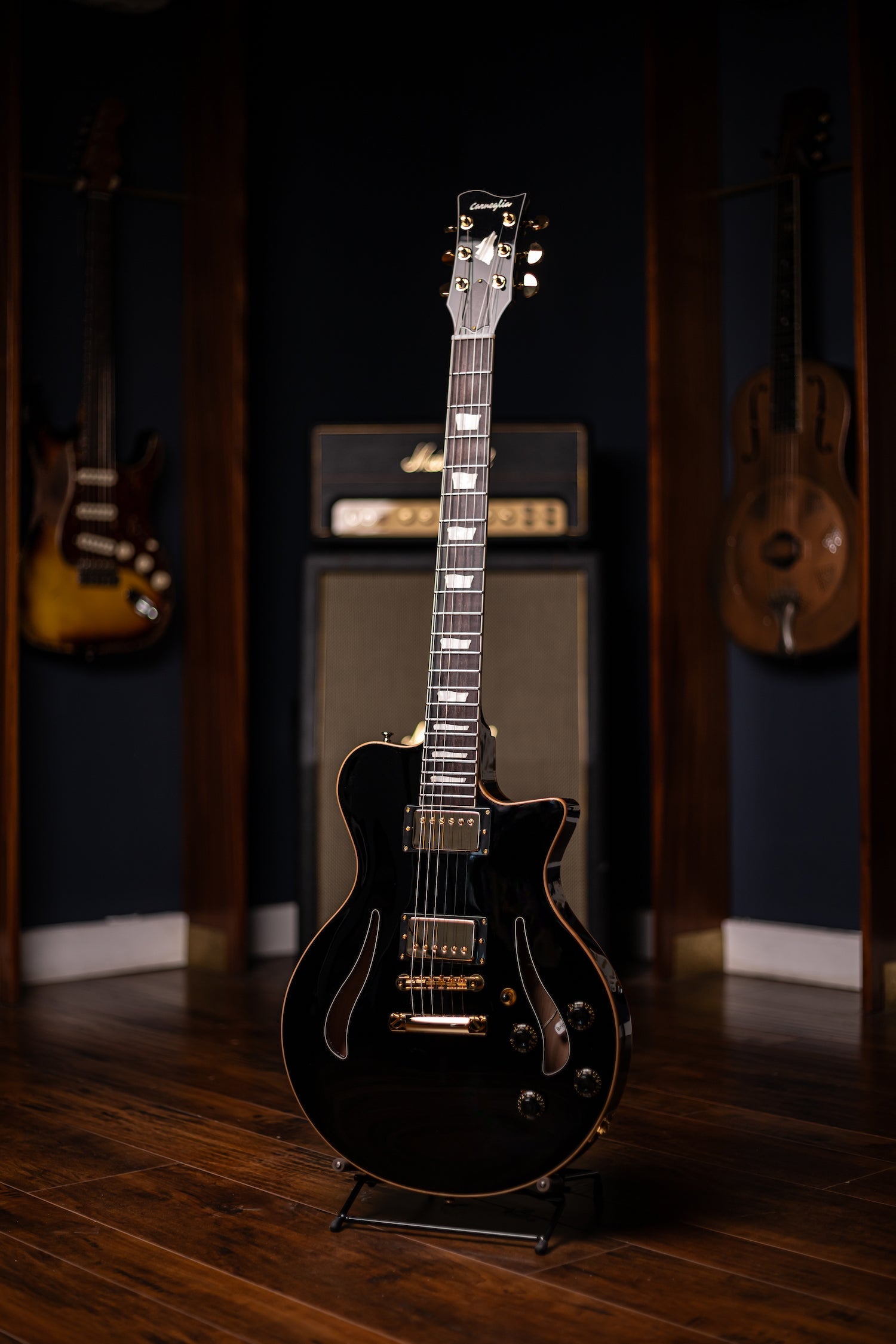 Pre-Order | Carneglia Master Series Sonora Custom Semi-Hollow Electric Guitar with Brazilian Rosewood - Ebony