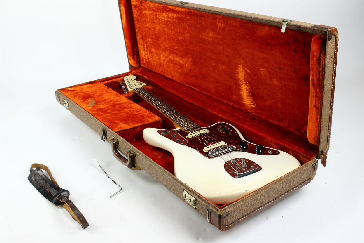 1962 Fender Jaguar Factory Custom Color OLYMPIC WHITE Pre-CBS w Original Brown Case & Strap