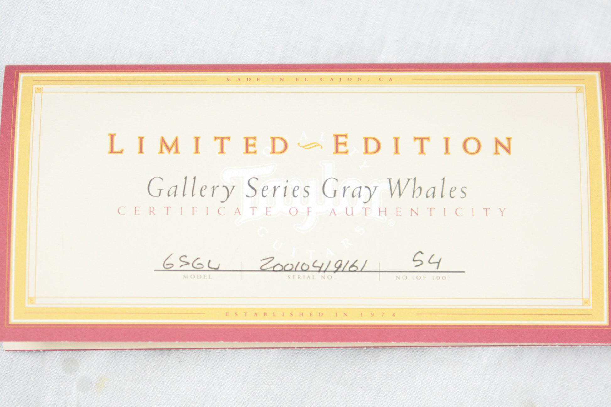 MINT 2001 Taylor Gray Whales GSGW Gallery Series! Exotic Ziricote! Grand Concert