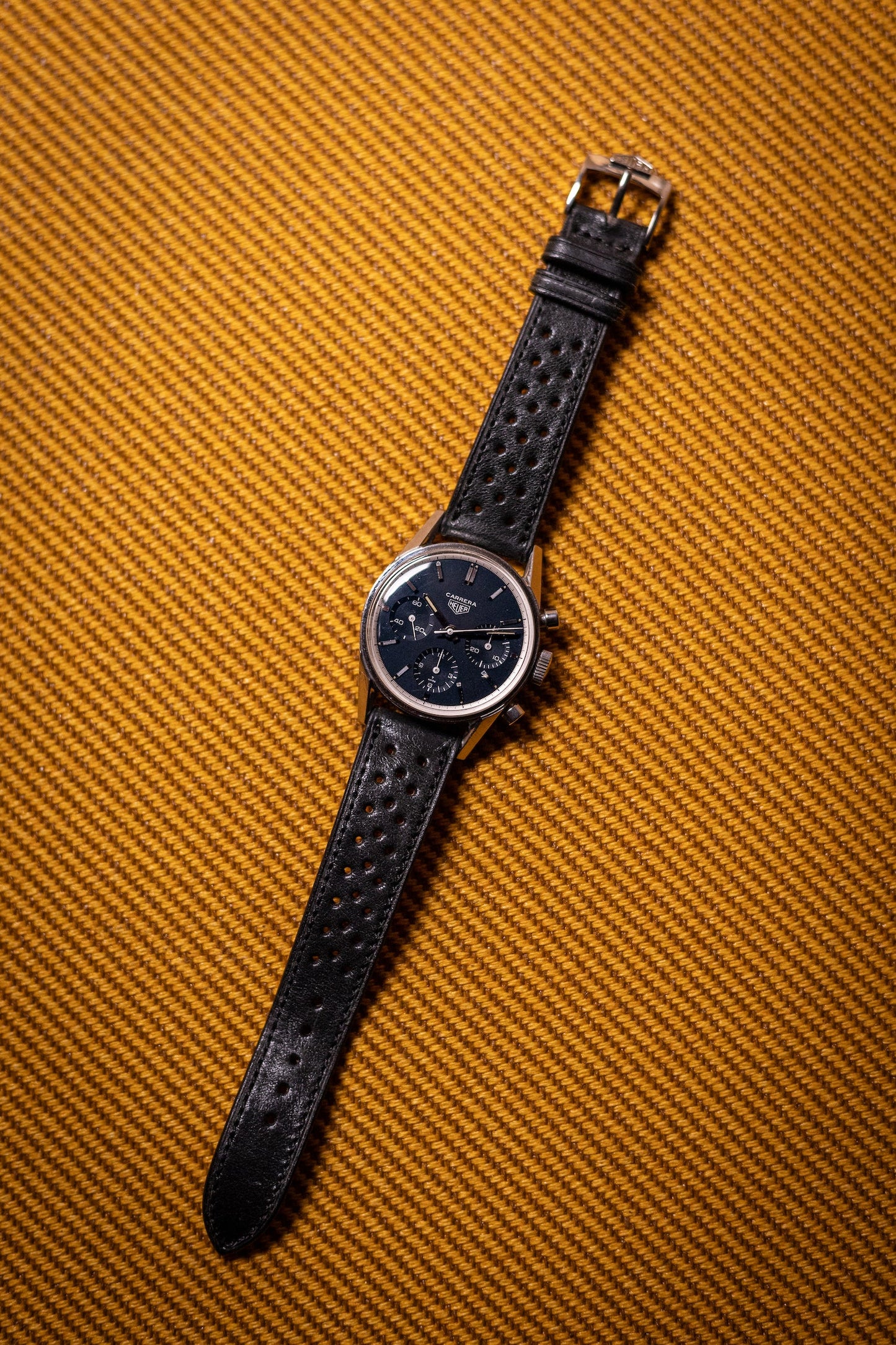 Circa 1960s Heuer Carrera Stainless Steel Wristwatch Ref. 2447N