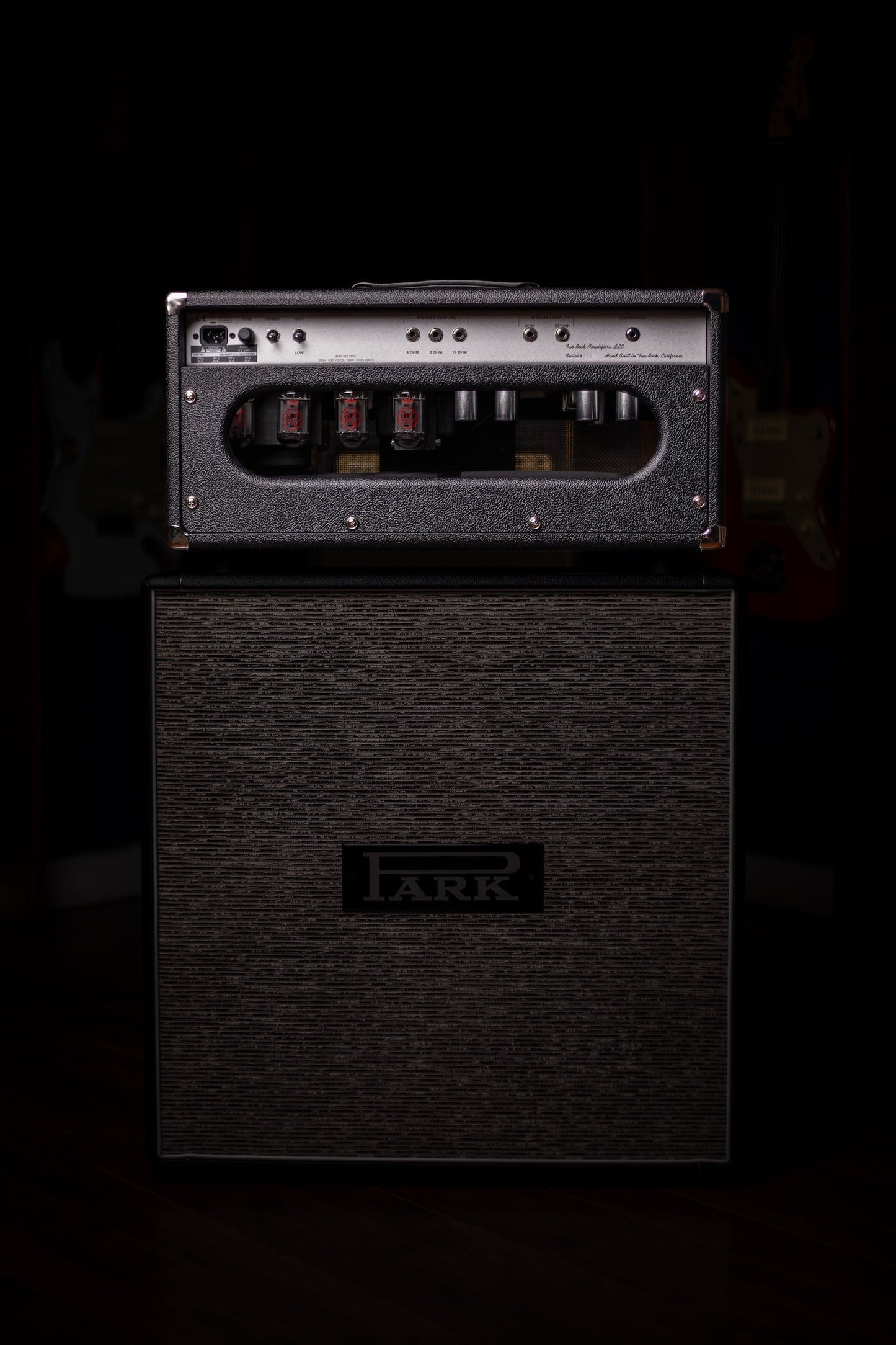 IN STOCK | Two-Rock Silver Sterling Signature 100 Watt Head - Black Bronco, Aged British Black and Tan Cloth, White Piping, Silver Knobs