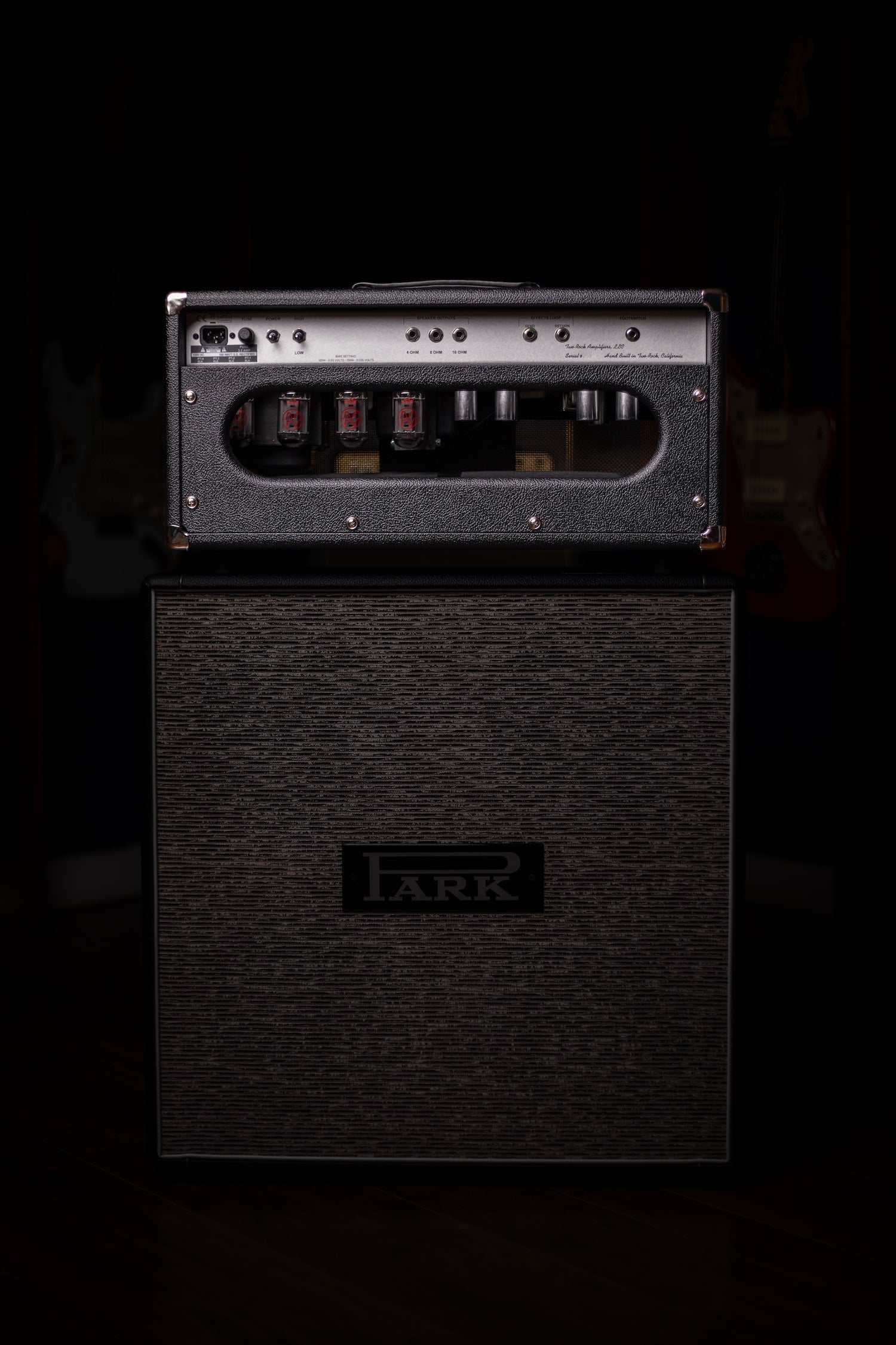 IN STOCK | Two-Rock Silver Sterling Signature 100 Watt Head - Black Bronco, Aged British Black and Tan Cloth, White Piping, Silver Knobs