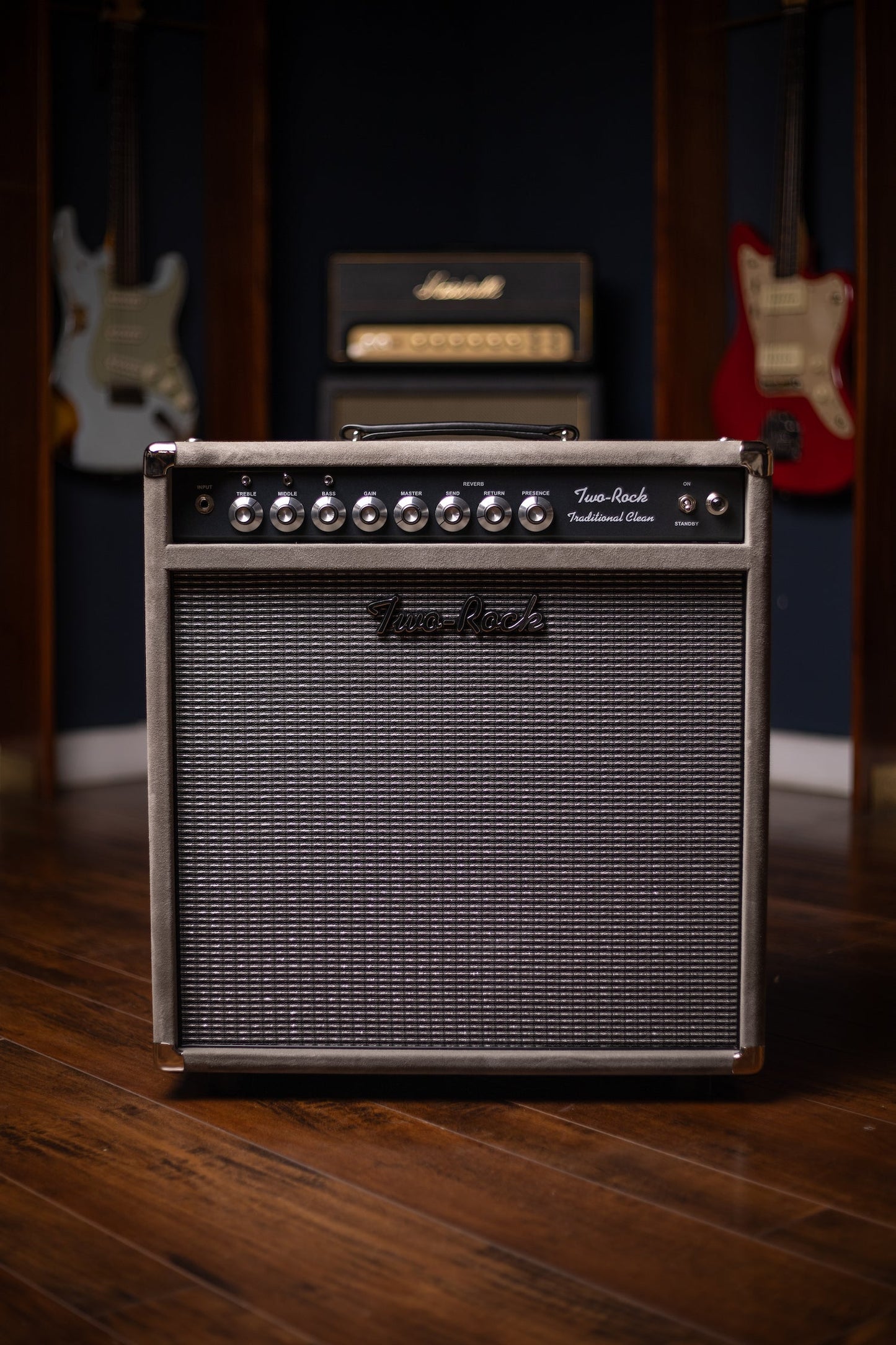 IN STOCK | Two-Rock Traditional Clean 100 Watt 1x12” Tube Combo Amp - Dark Grey Suede, Vintage Silver Cloth, Black Piping, Silver Knobs
