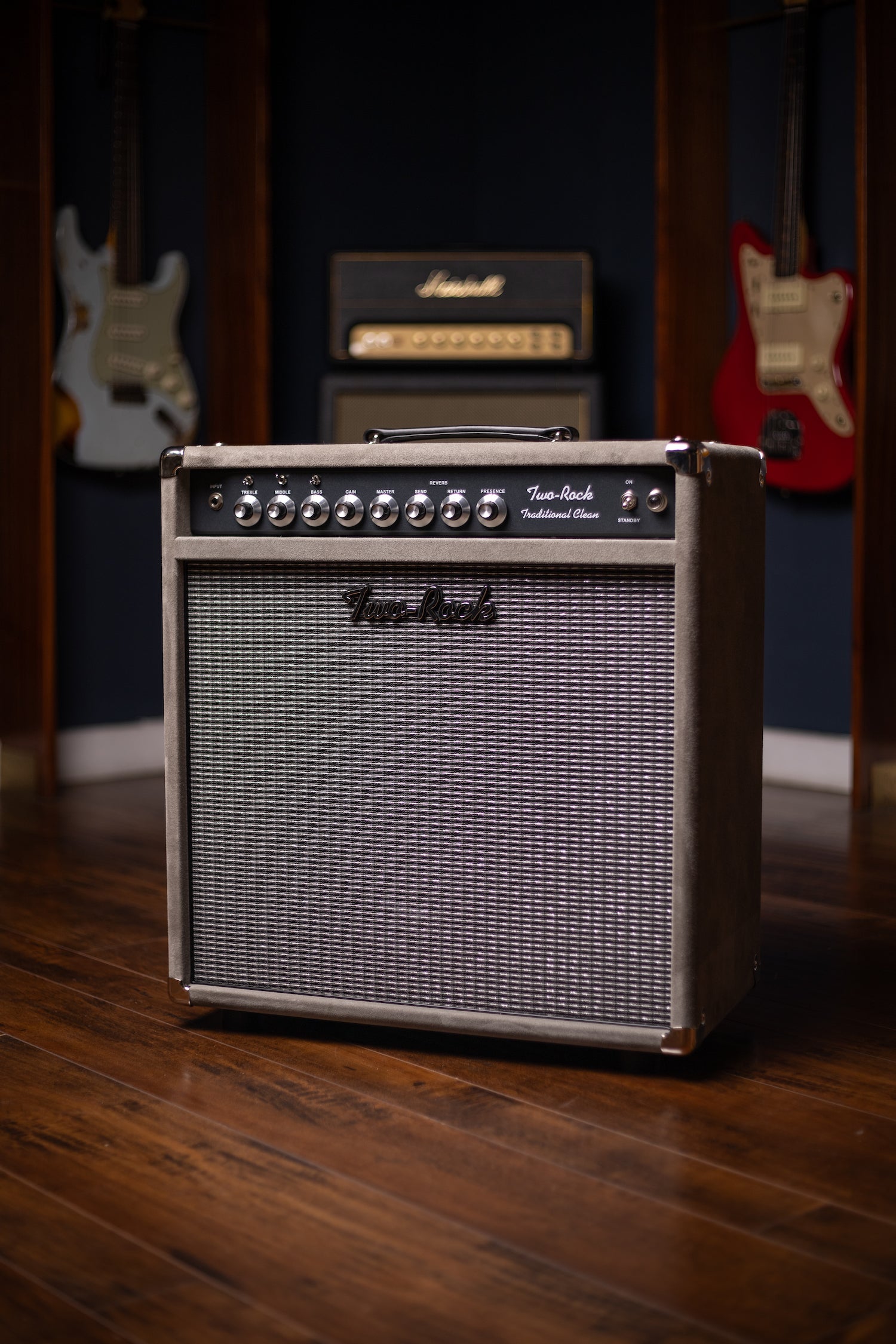 IN STOCK | Two-Rock Traditional Clean 100 Watt 1x12” Tube Combo Amp - Dark Grey Suede, Vintage Silver Cloth, Black Piping, Silver Knobs