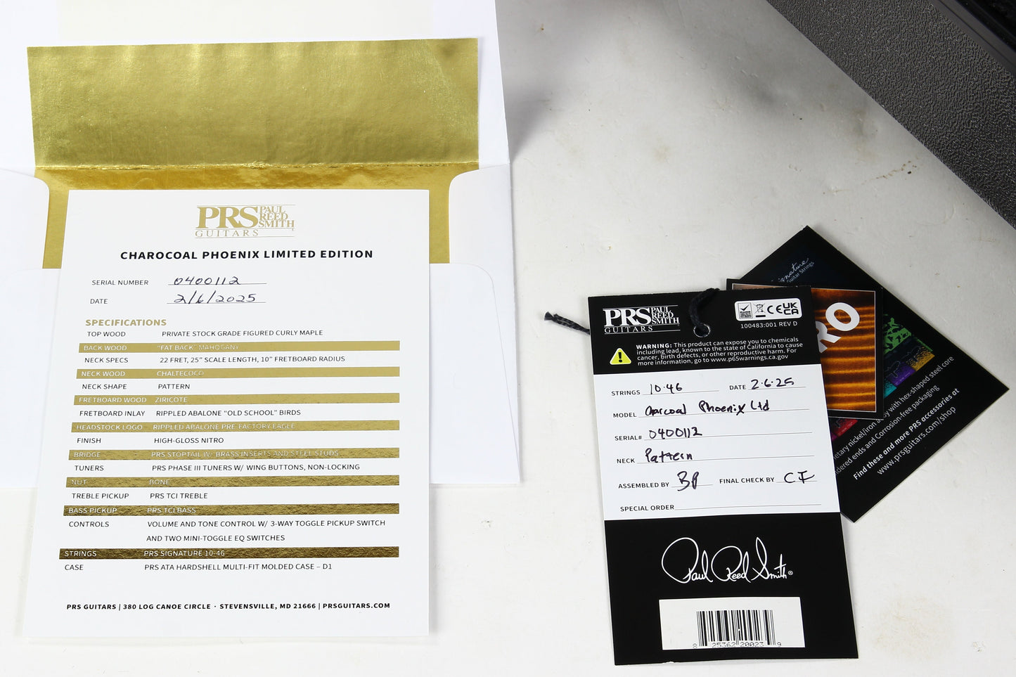 2025 PRS Charcoal Phoenix Limited Edition Private Stock Grade Curly Maple Top Ziricote 40th Anniversary