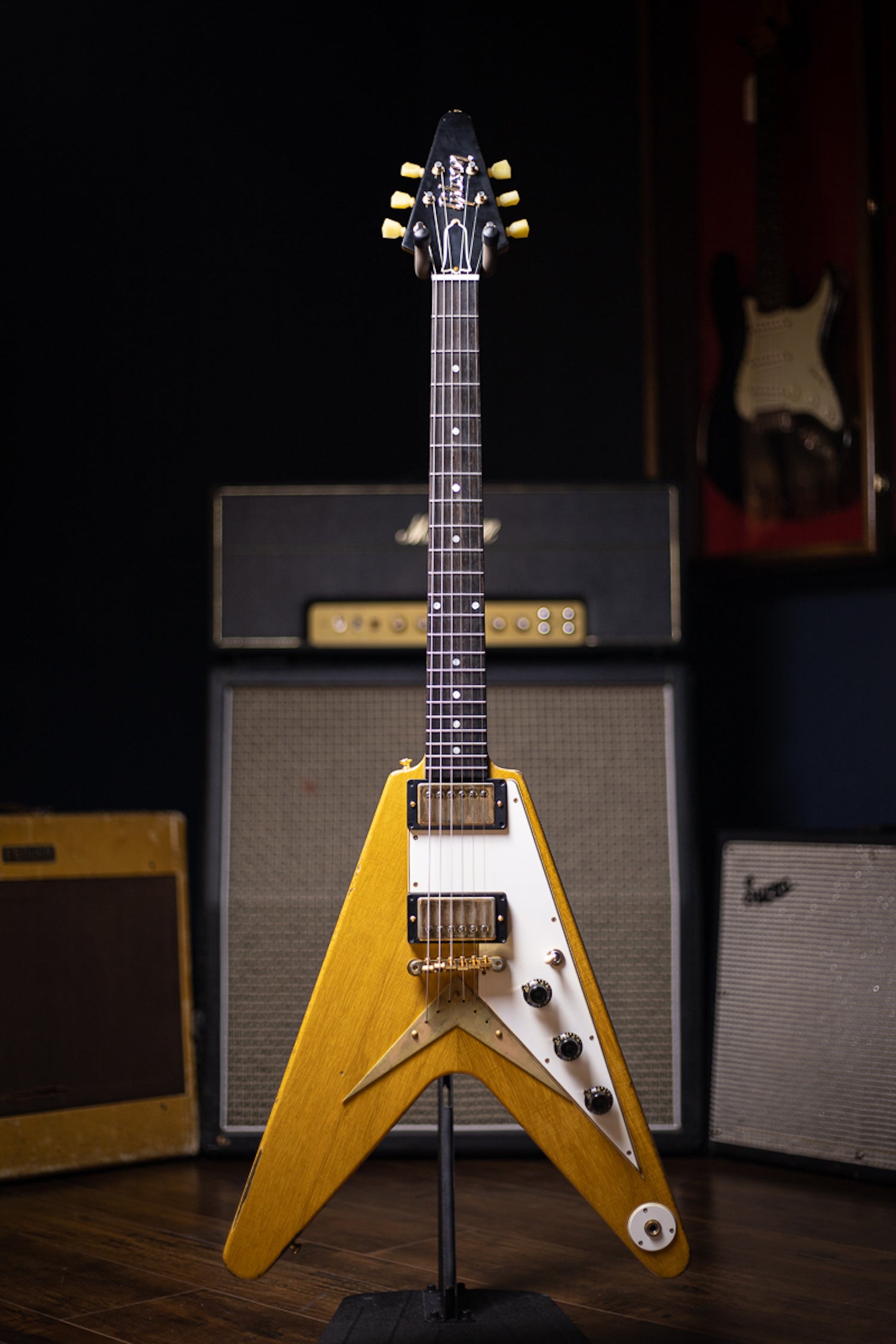 2021 Gibson Custom Shop 58 Korina Flying V Brazilian Rosewood Fingerboard Murphy Lab Light Aged GH Electric Guitar - Natural 81031