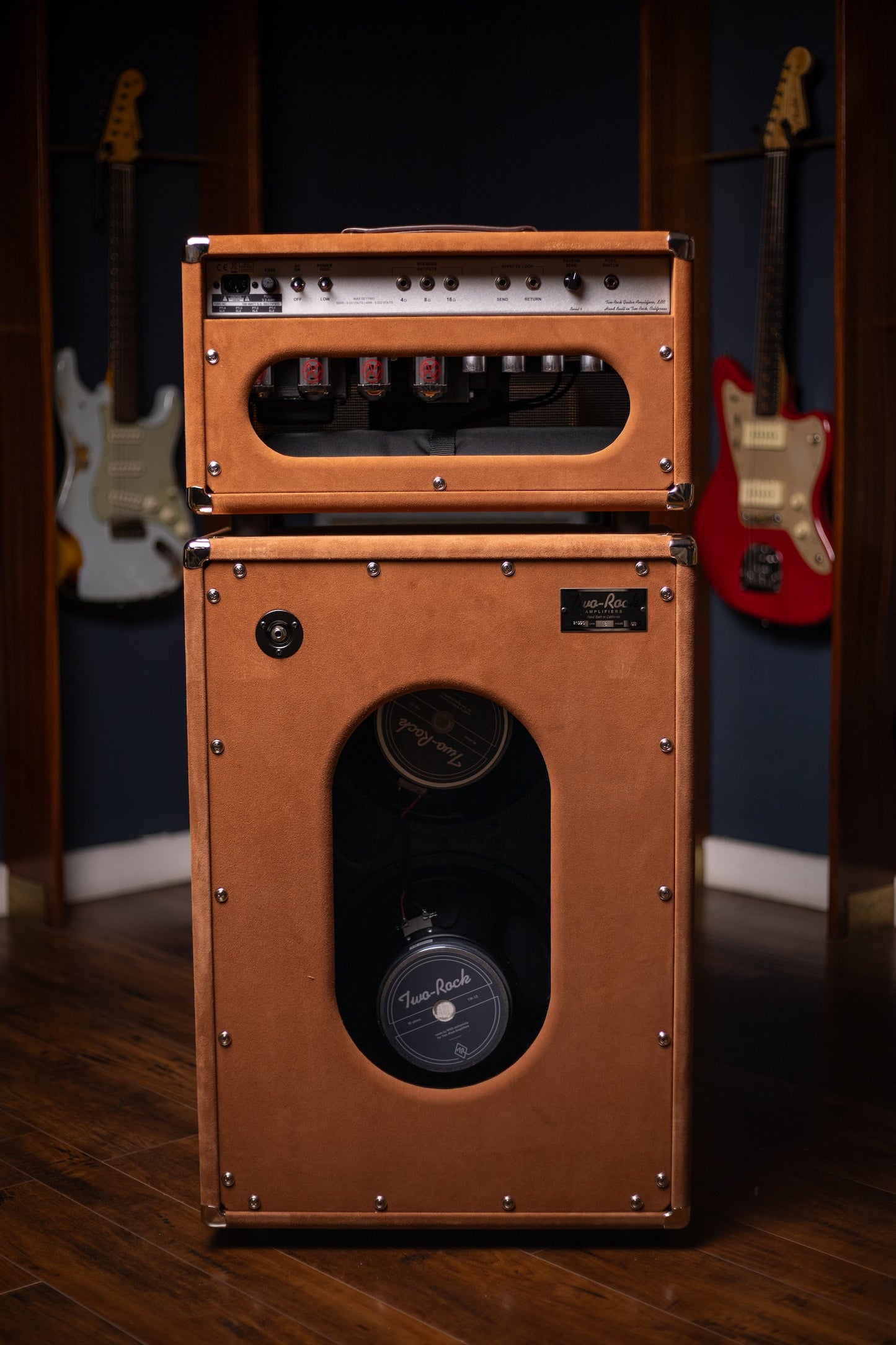 Two-Rock Bloomfield Drive 100/50w Tube Head and Cabinet - Tobacco Suede, Cane Cloth, Silver Anodized, Buckskin Piping, Silver Knobs, TR12 Speakers