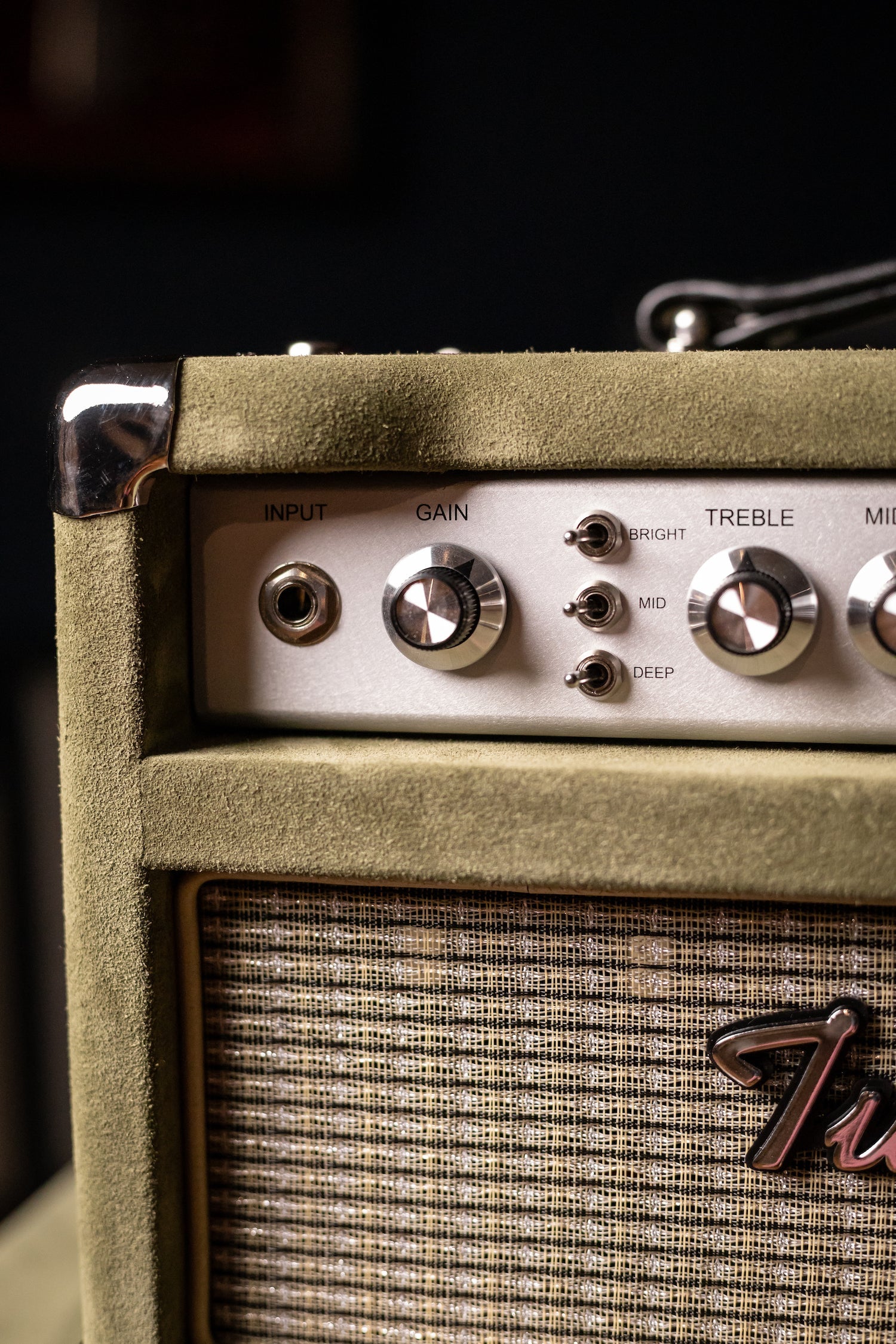 2022 Two-Rock Studio Signature 35 Watt Tube Head and 12-65B 1x12 Extension Cabinet - Moss Green Suede, Silver Chassis, Vintage Gold Grill, Silver Knobs