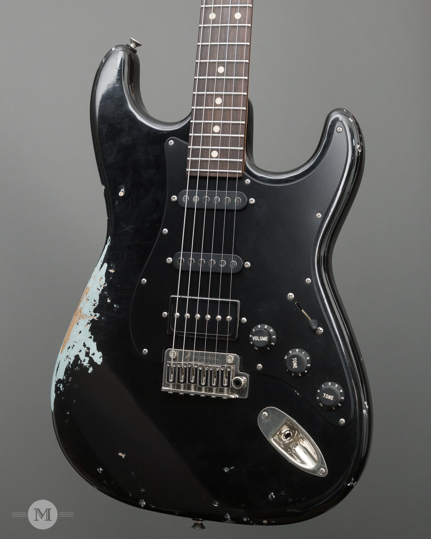 Tom Anderson Electric Guitars - Icon Classic - Black over Sonic Blue In-Distress Level 3