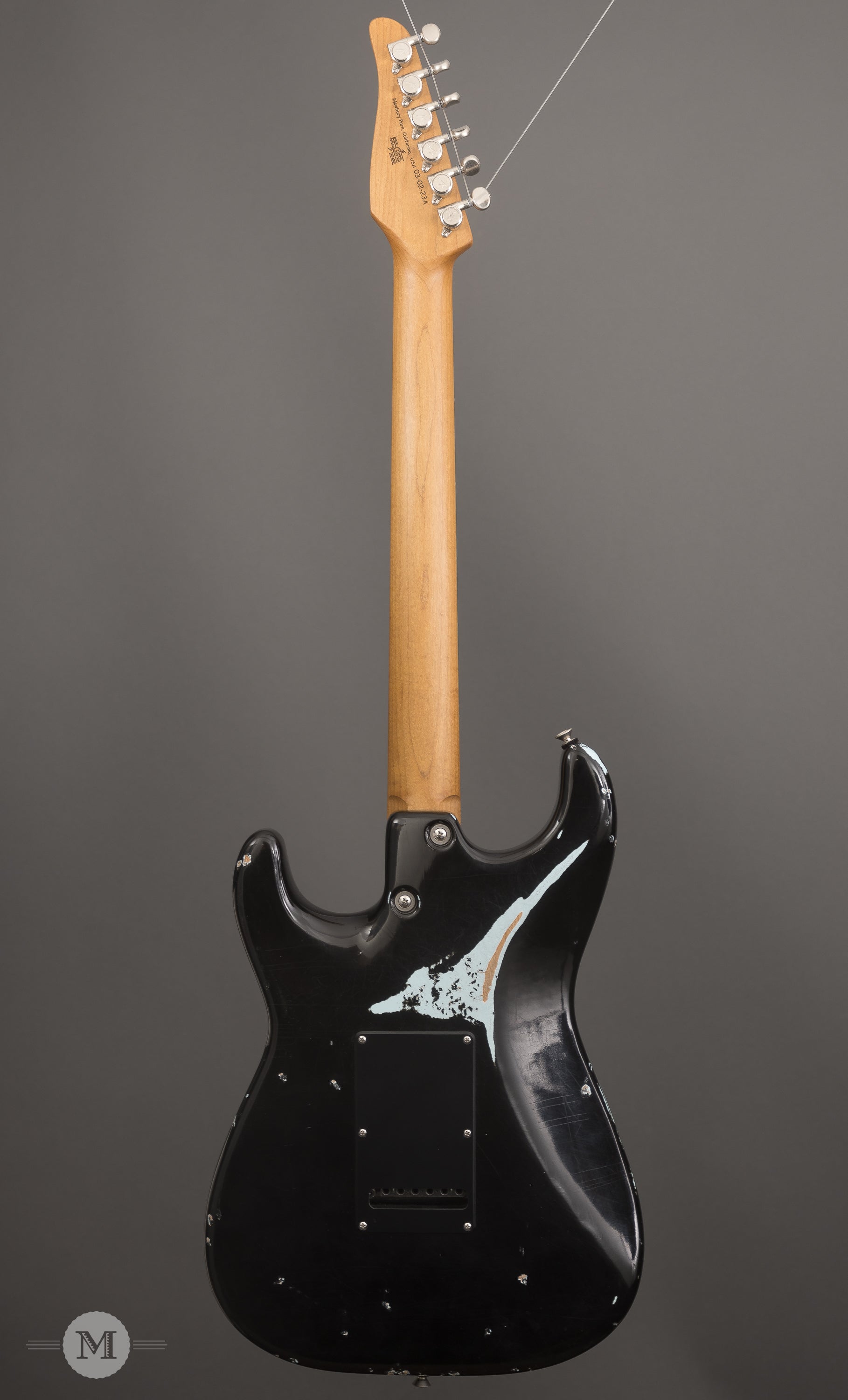 Tom Anderson Electric Guitars - Icon Classic - Black over Sonic Blue In-Distress Level 3