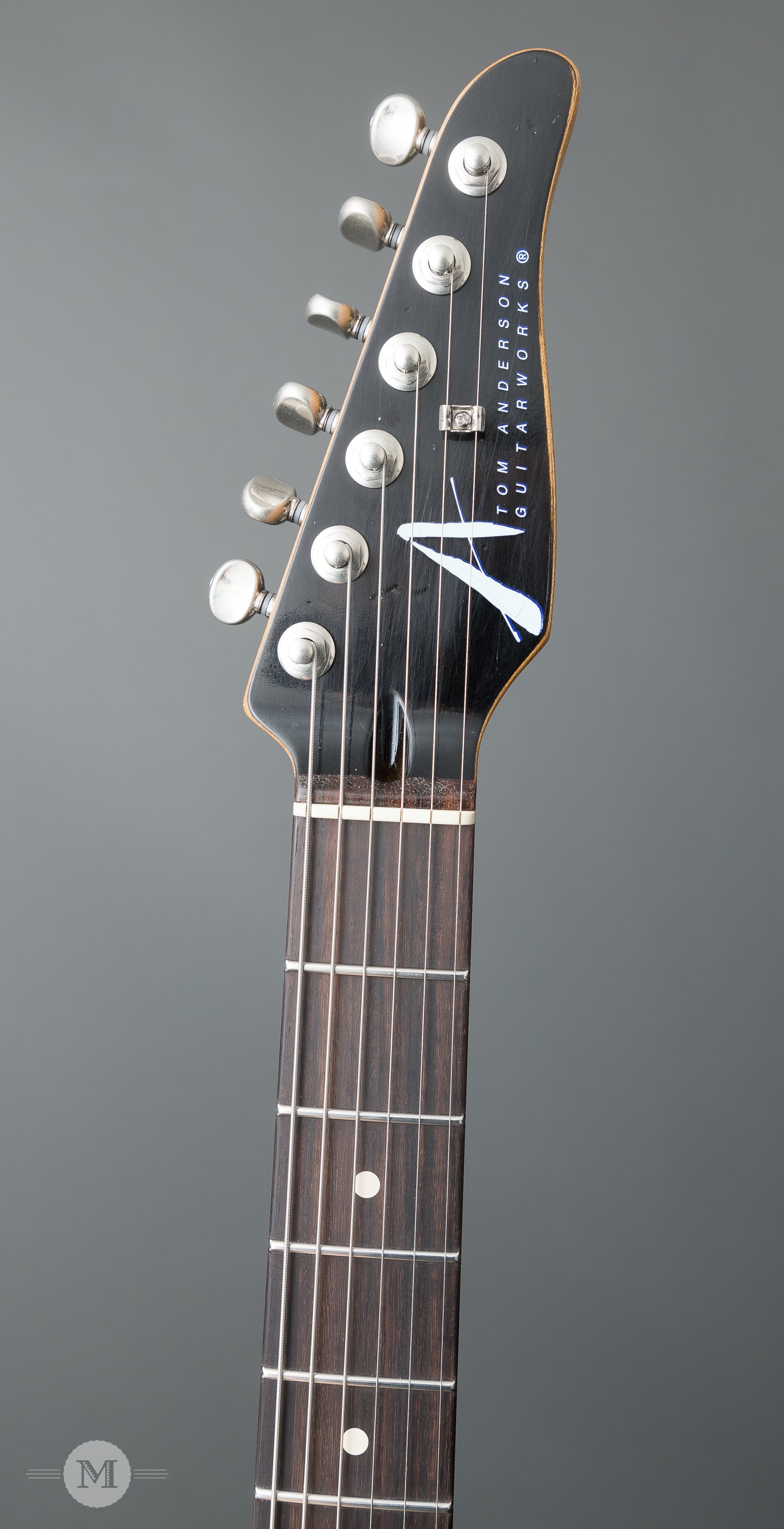 Tom Anderson Electric Guitars - Icon Classic - Black over Sonic Blue In-Distress Level 3
