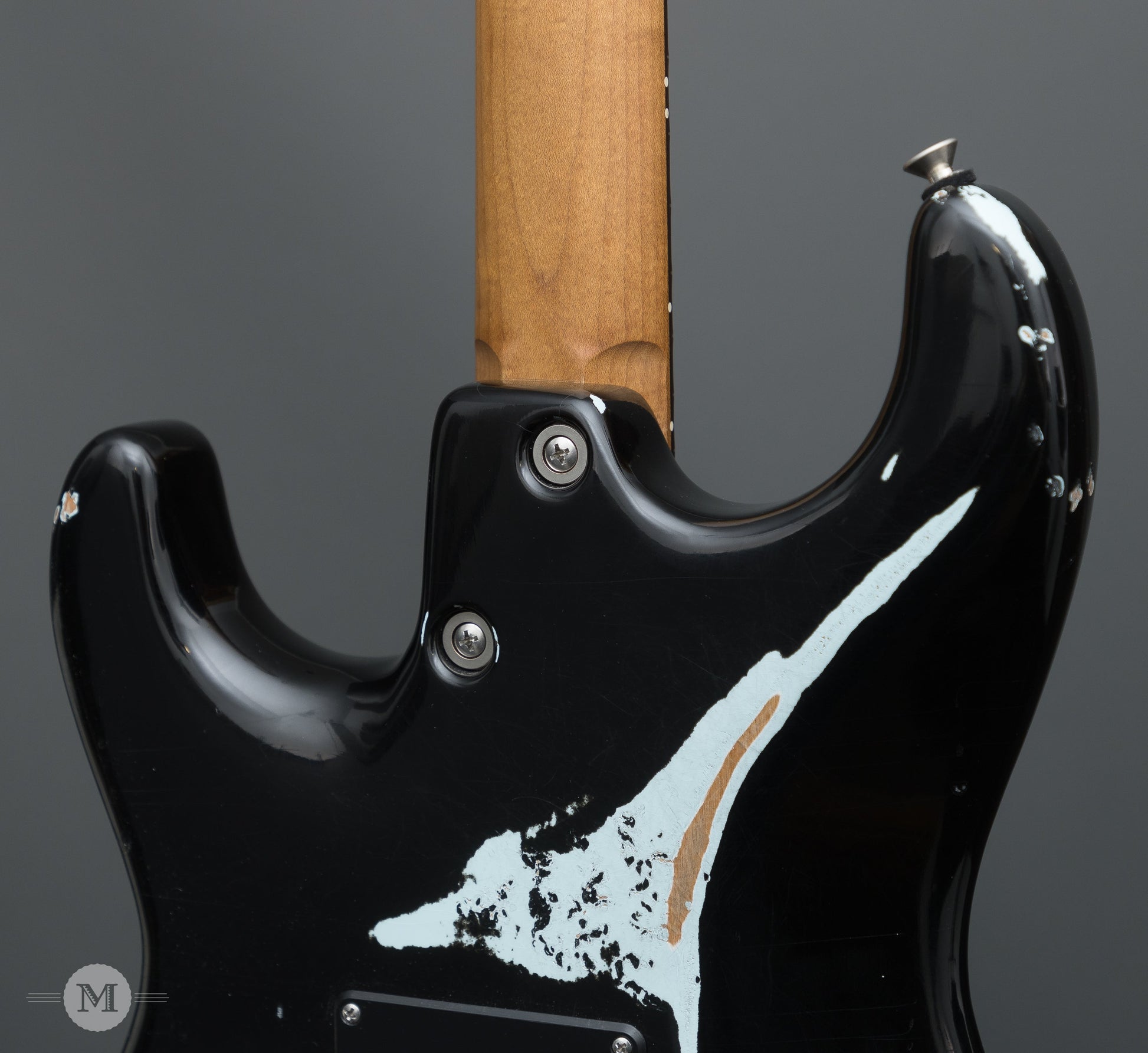 Tom Anderson Electric Guitars - Icon Classic - Black over Sonic Blue In-Distress Level 3