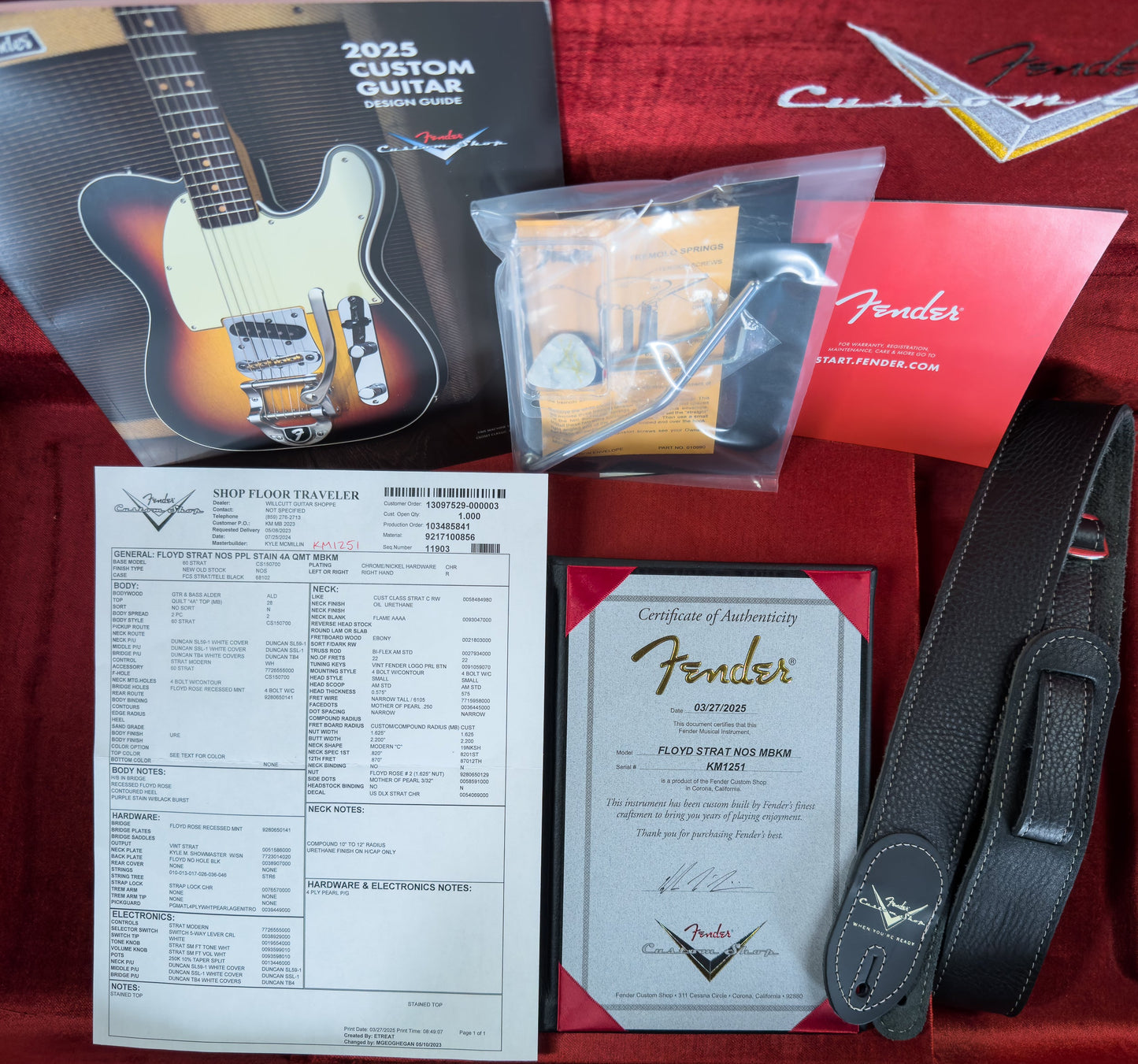 Fender Custom Shop Masterbuilt Kyle McMillin Floyd Stratocaster Purple Stain AAAA Quilt Maple (251)