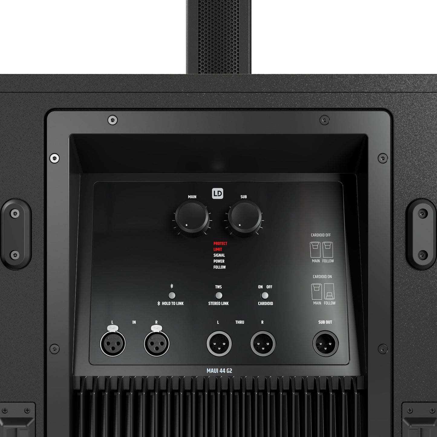 LD Systems MAUI 44 G2 Portable 3000 Watt Powered Cardioid Column PA System