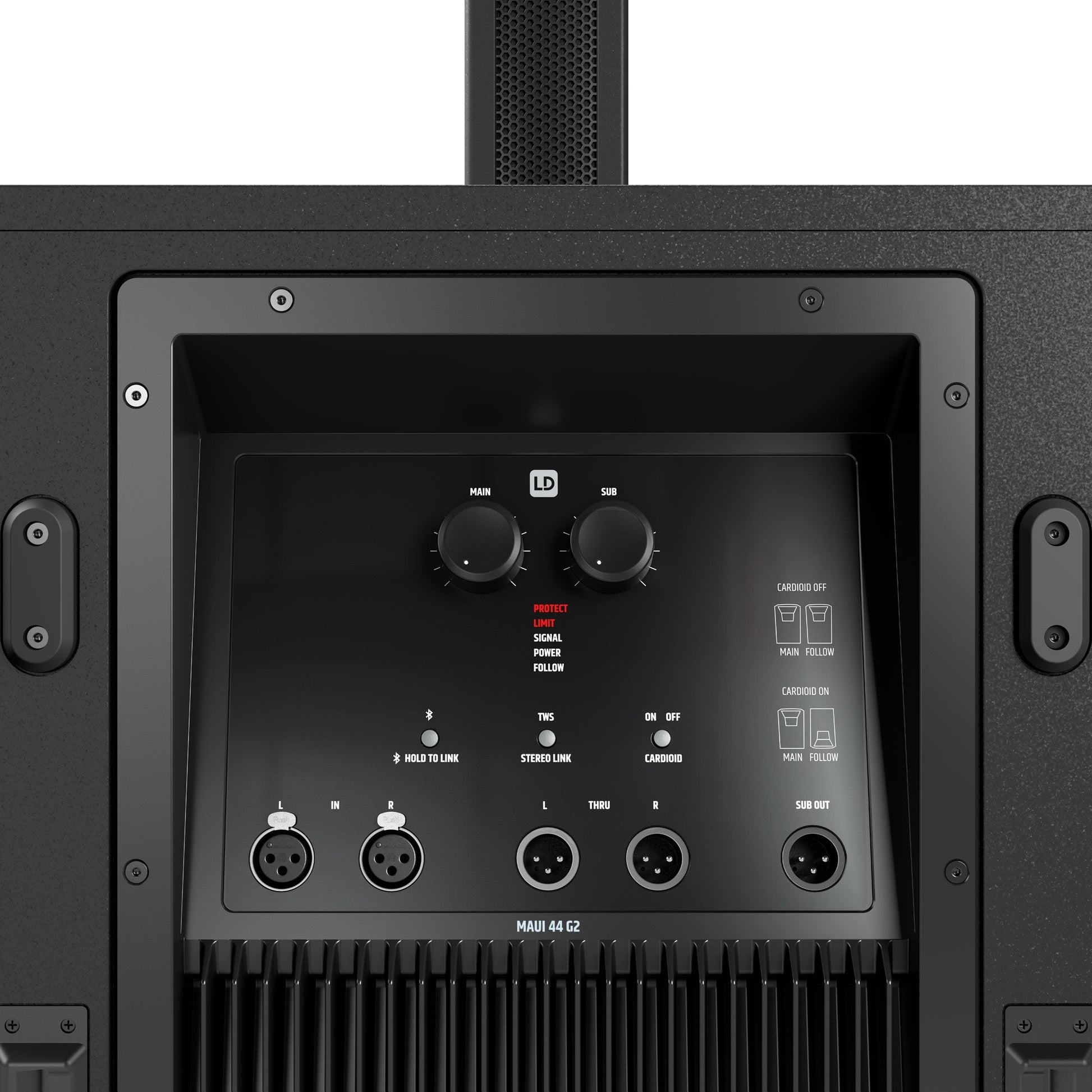 LD Systems MAUI 44 G2 Portable 3000 Watt Powered Cardioid Column PA System