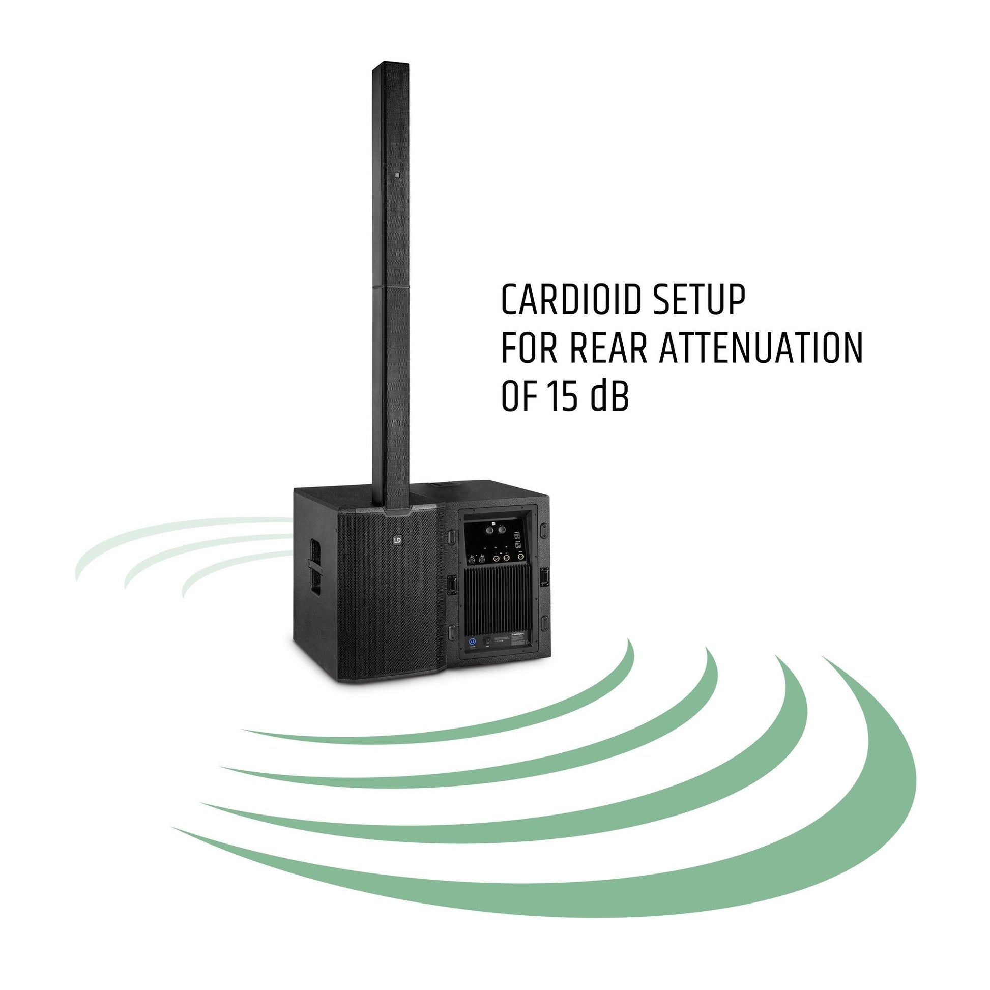 LD Systems MAUI 44 G2 Portable 3000 Watt Powered Cardioid Column PA System