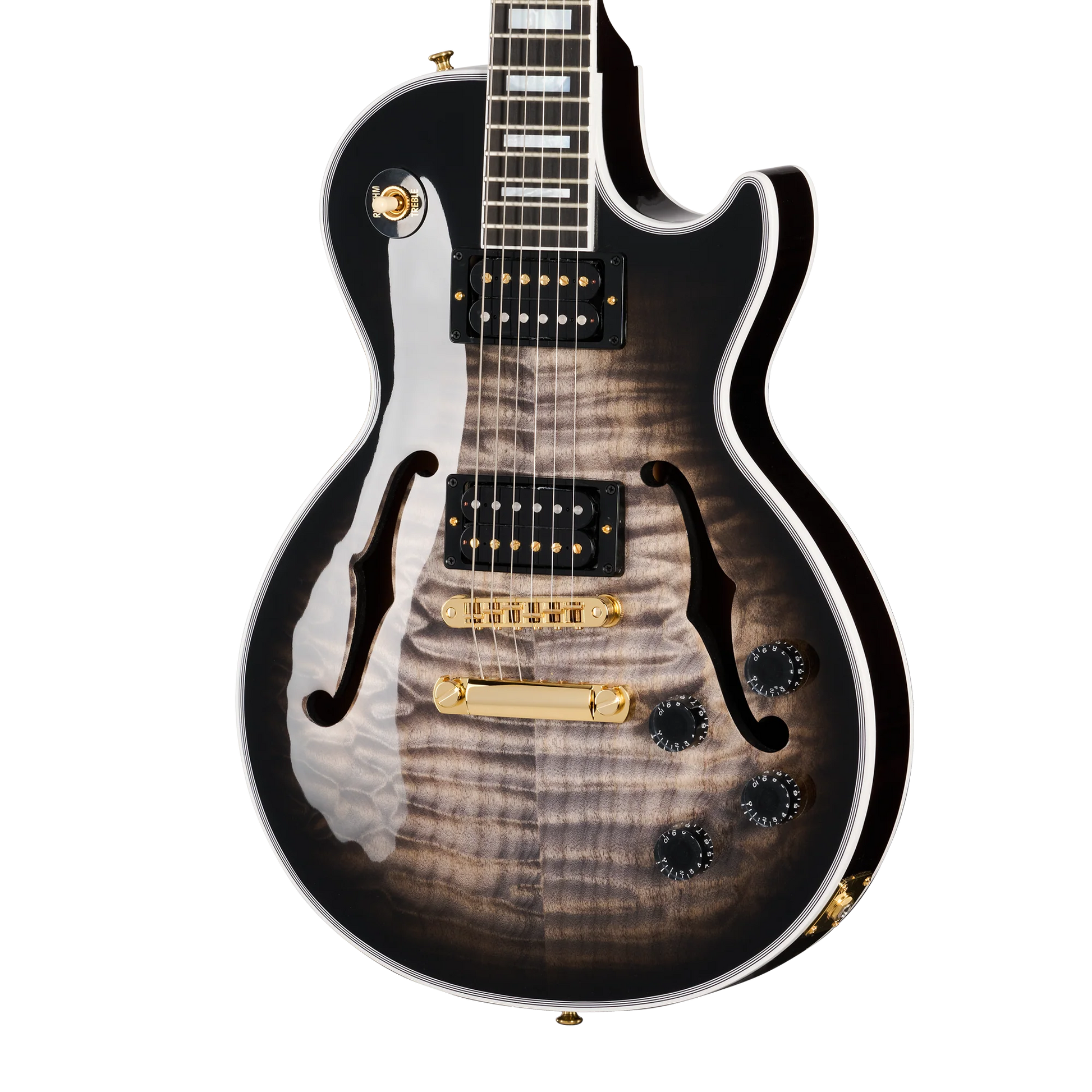 Gibson Custom Les Paul Custom 5A Quilt with F-Holes, Cobra Burst