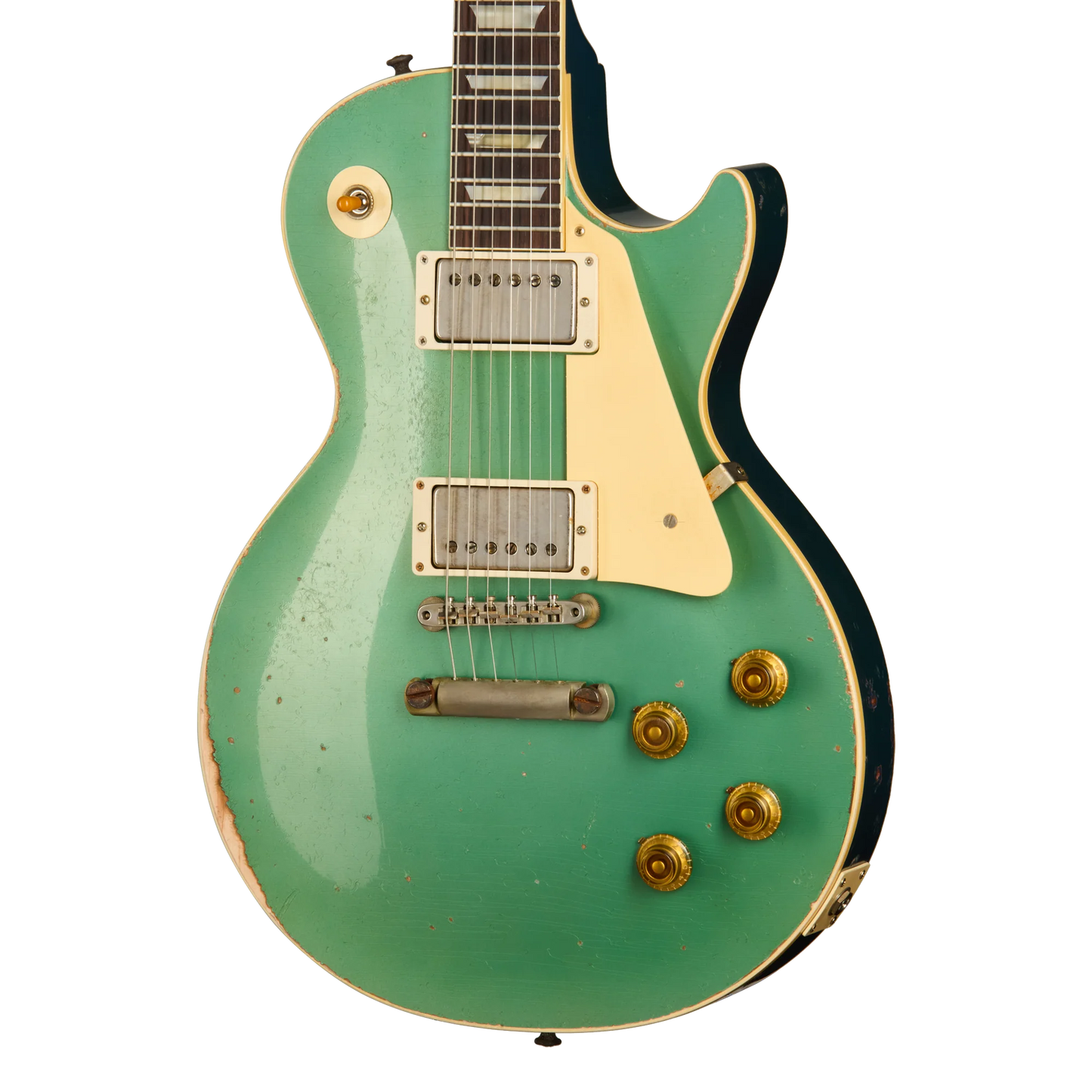Gibson Custom 1957 Les Paul Standard Reissue, Ultra Heavy Aged, Inverness Green and Pelham Blue Over Goldtop