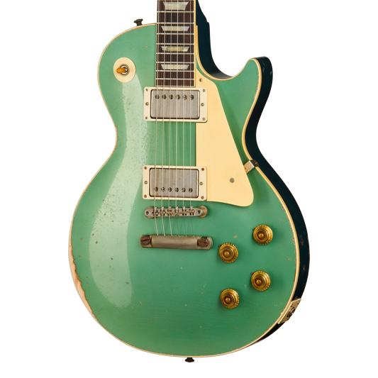 Gibson Custom 1957 Les Paul Standard Reissue, Ultra Heavy Aged, Inverness Green and Pelham Blue Over Goldtop