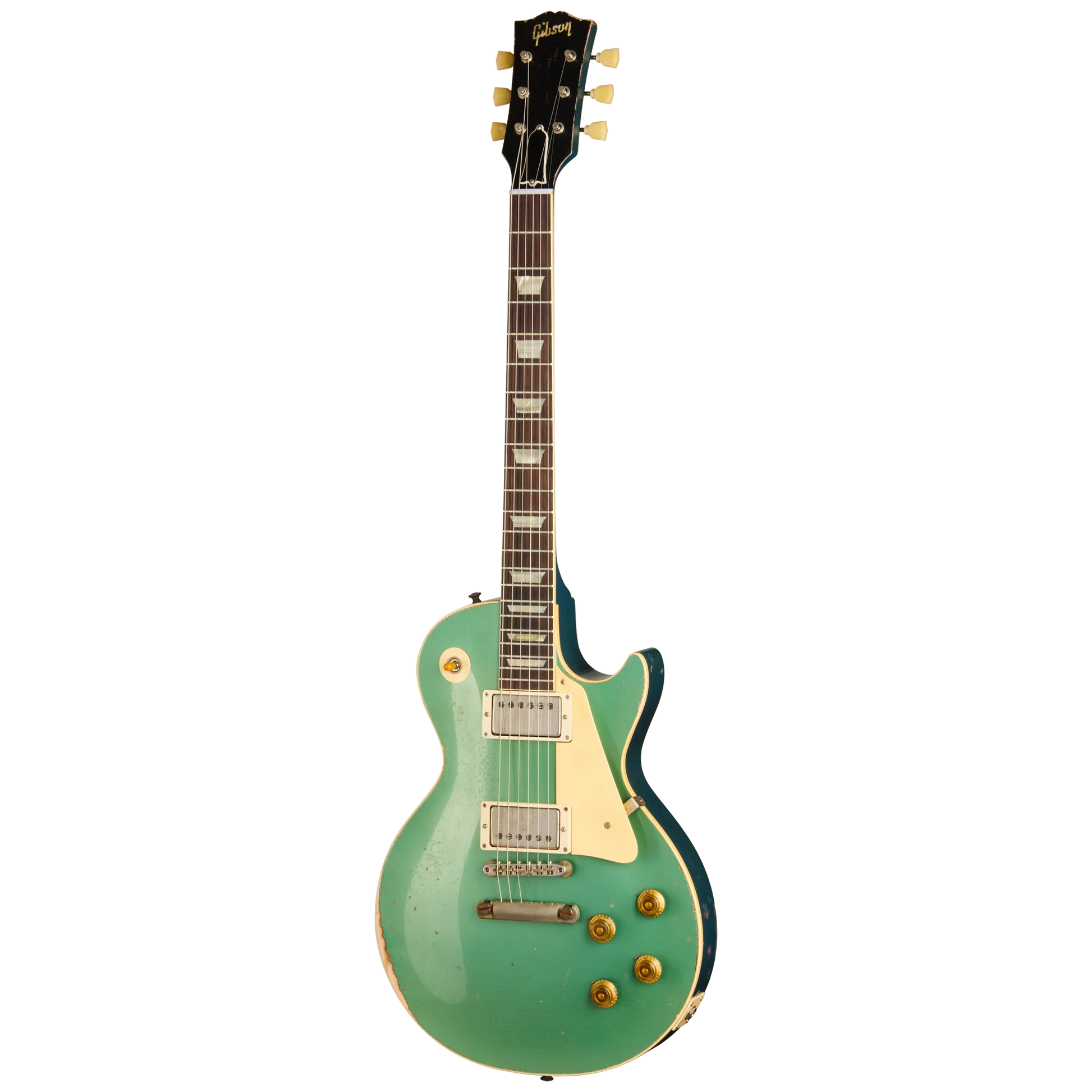 Gibson Custom 1957 Les Paul Standard Reissue, Ultra Heavy Aged, Inverness Green and Pelham Blue Over Goldtop