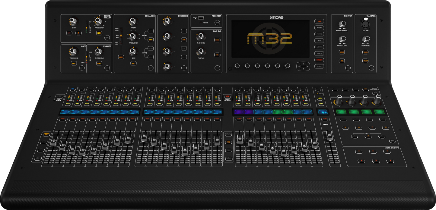 Midas M32 40 Ch Digital Mixing Console Bundle with DL32 Stage Box