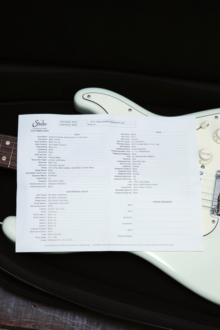 Suhr Classic S Antique SSS Olympic White Electric Guitar