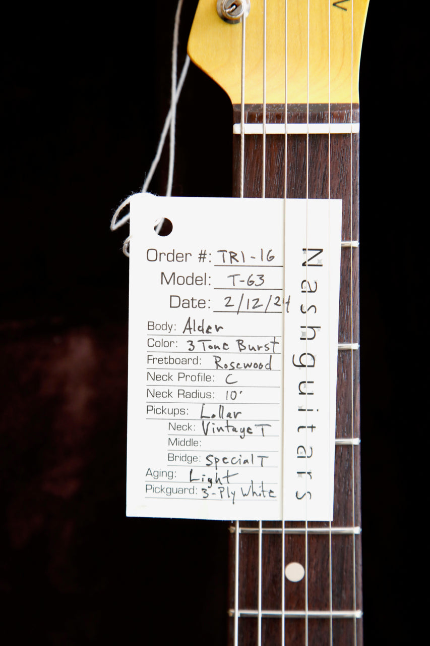 Nash Guitars T-63 3-Tone Sunburst Electric Guitar