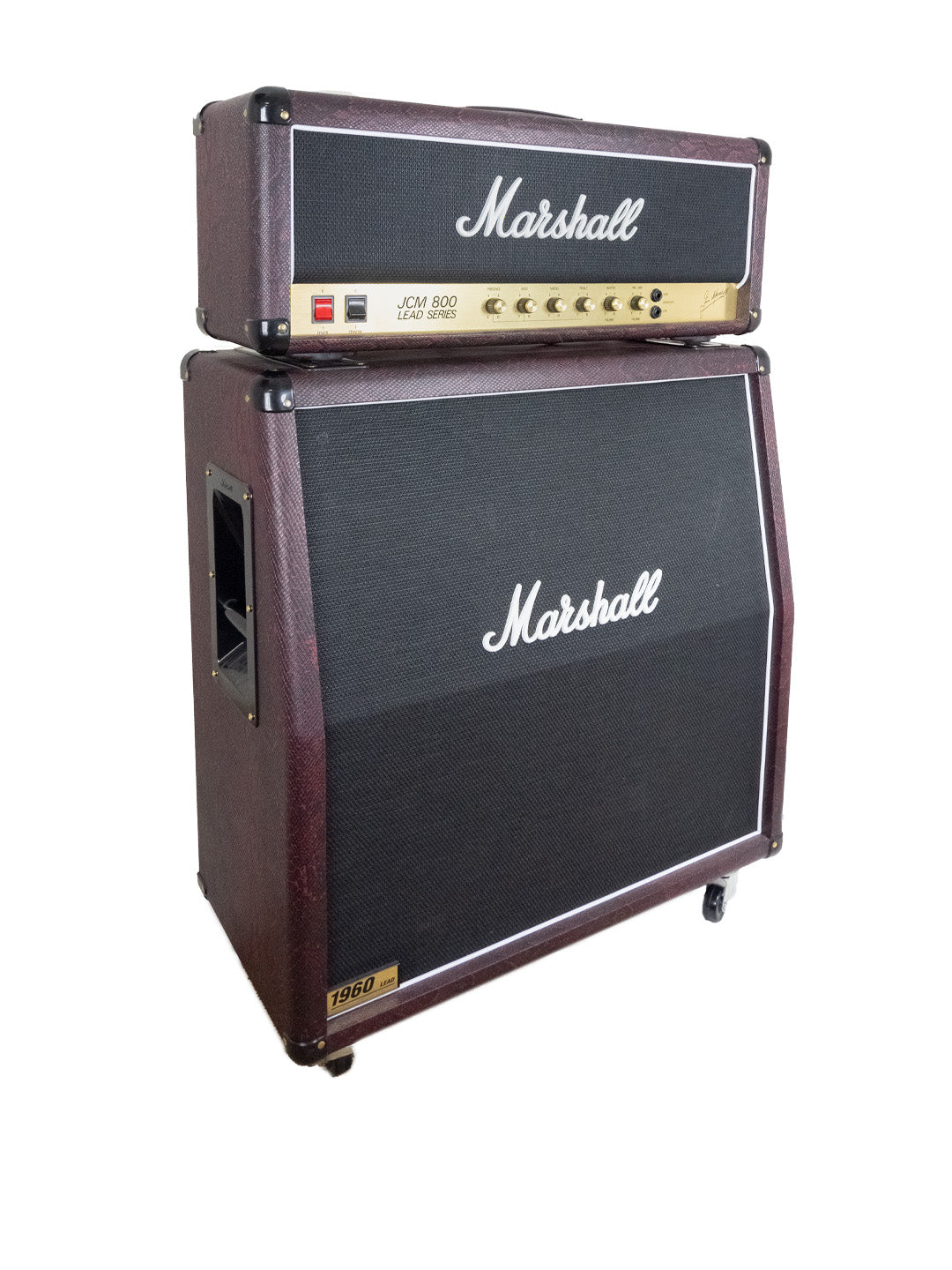 SOLD - Marshall JCM 800 2203 Amp and 1960A Cab - Burgundy Snakeskin – 2015